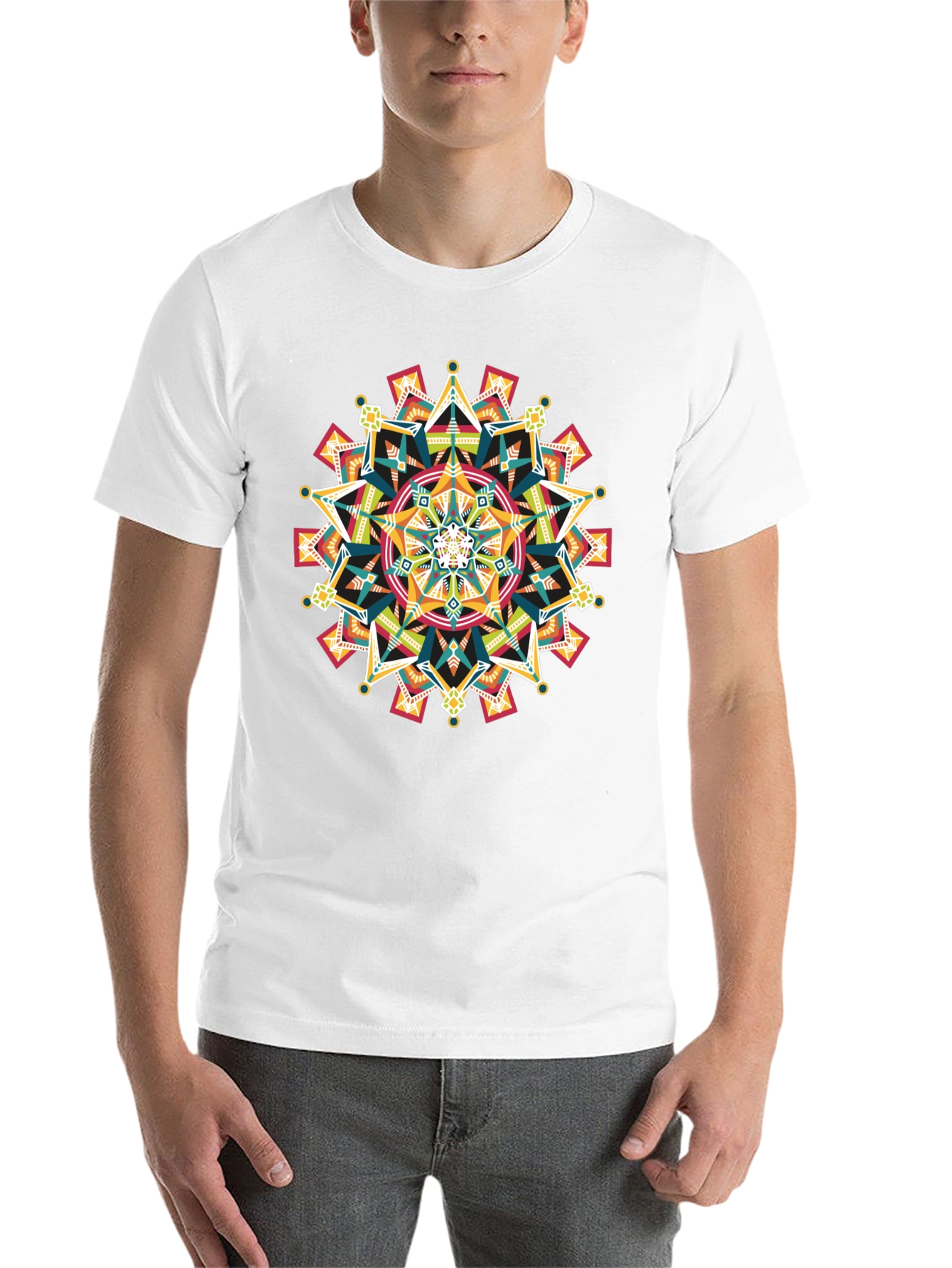 Black Geometric Mandala Graphic Black T-Shirt view 14