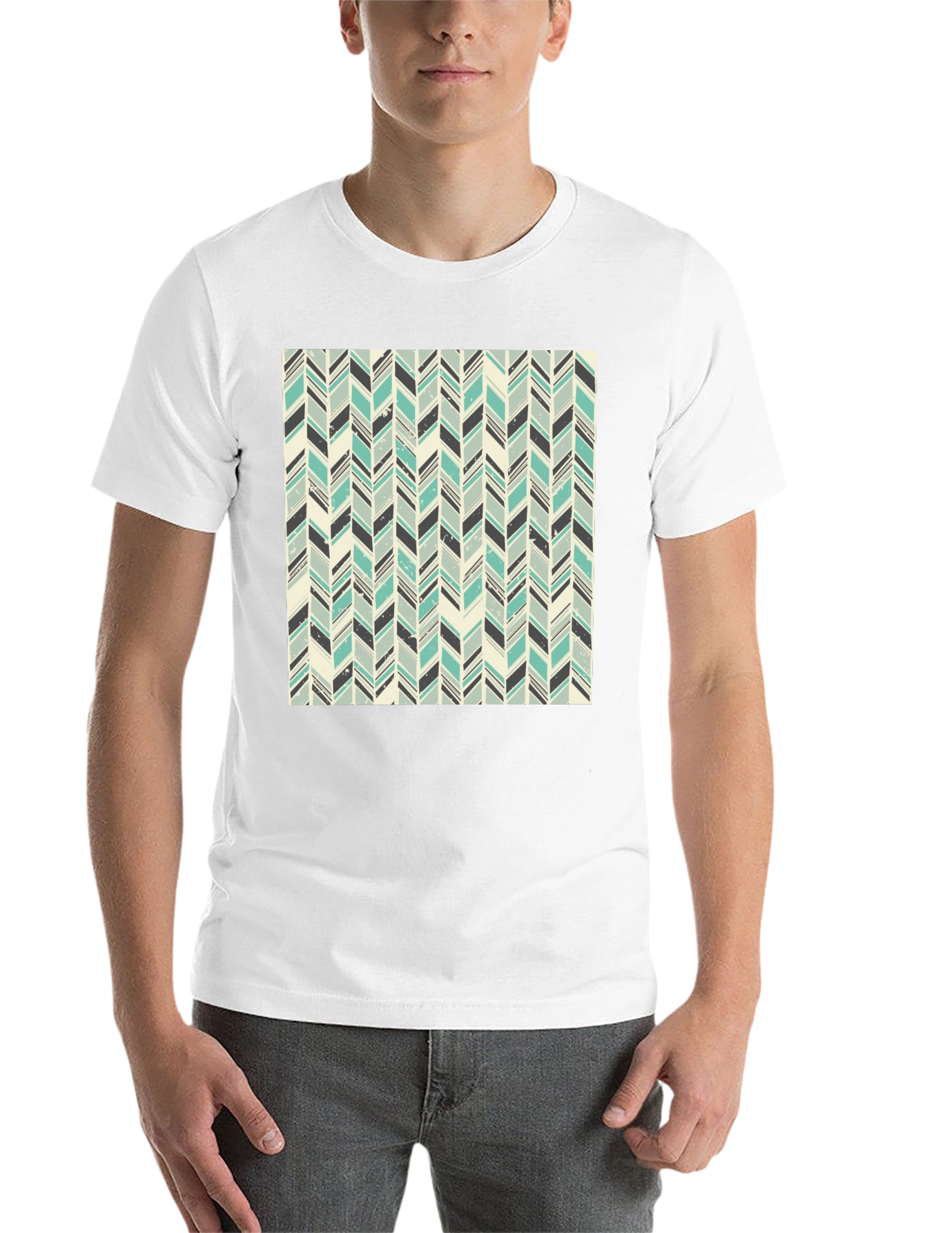 Black Herringbone Pattern T-Shirt - Stylish Casual Tee view 14