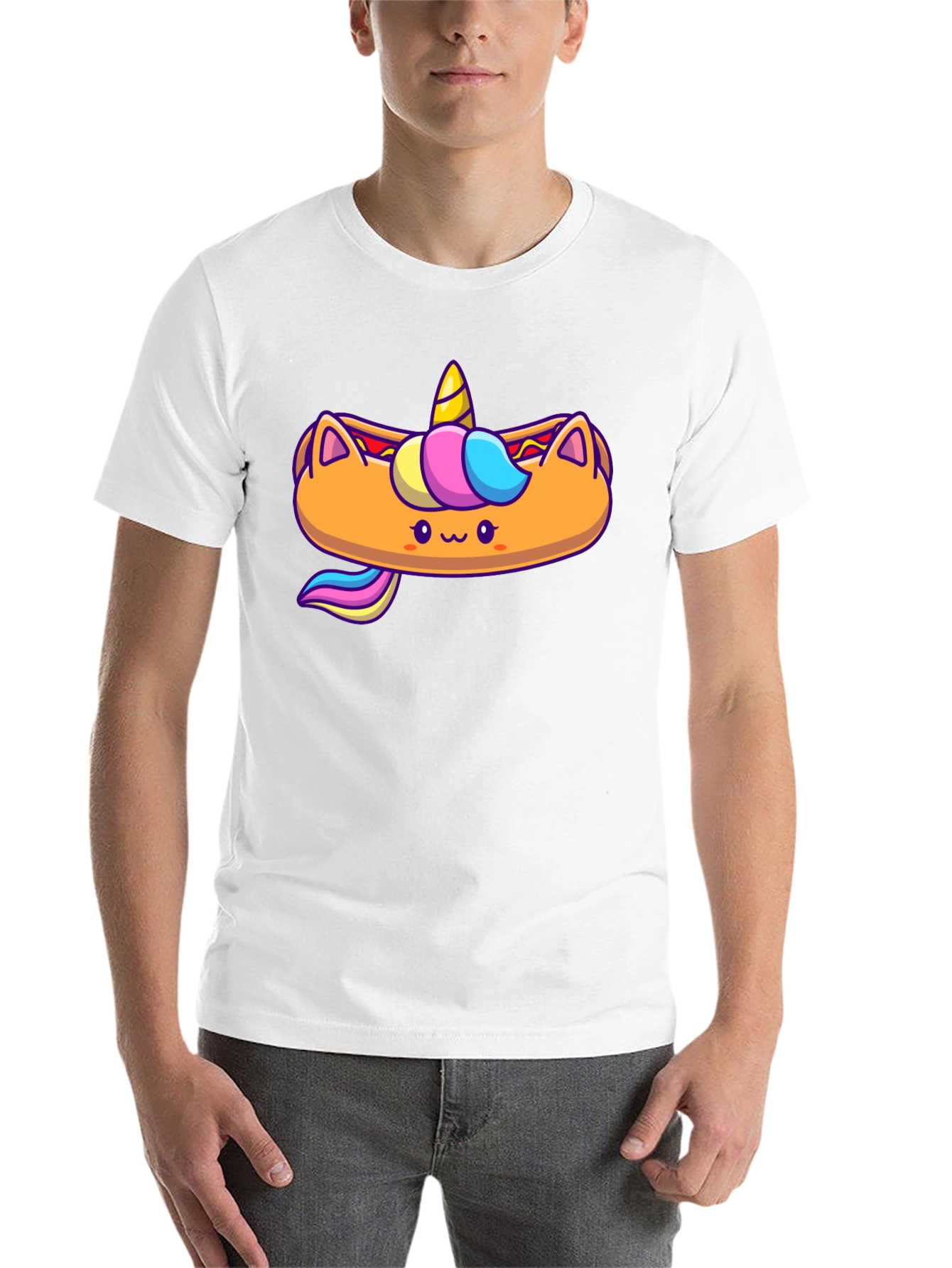 Black Unicorn Hotdog Graphic Tee - Men's Black T-Shirt view 14