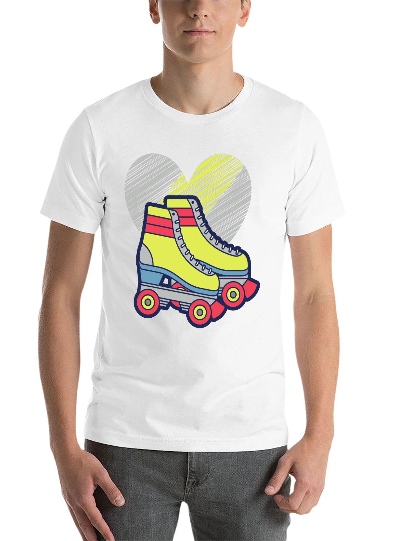 Black Retro Roller Skate T-Shirt - Fun Heart Design view 14