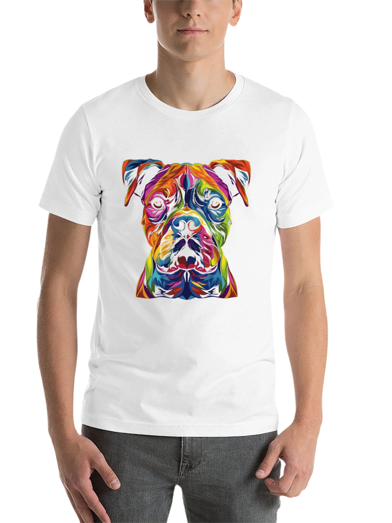 Black Colorful Dog Graphic Black T-Shirt view 14