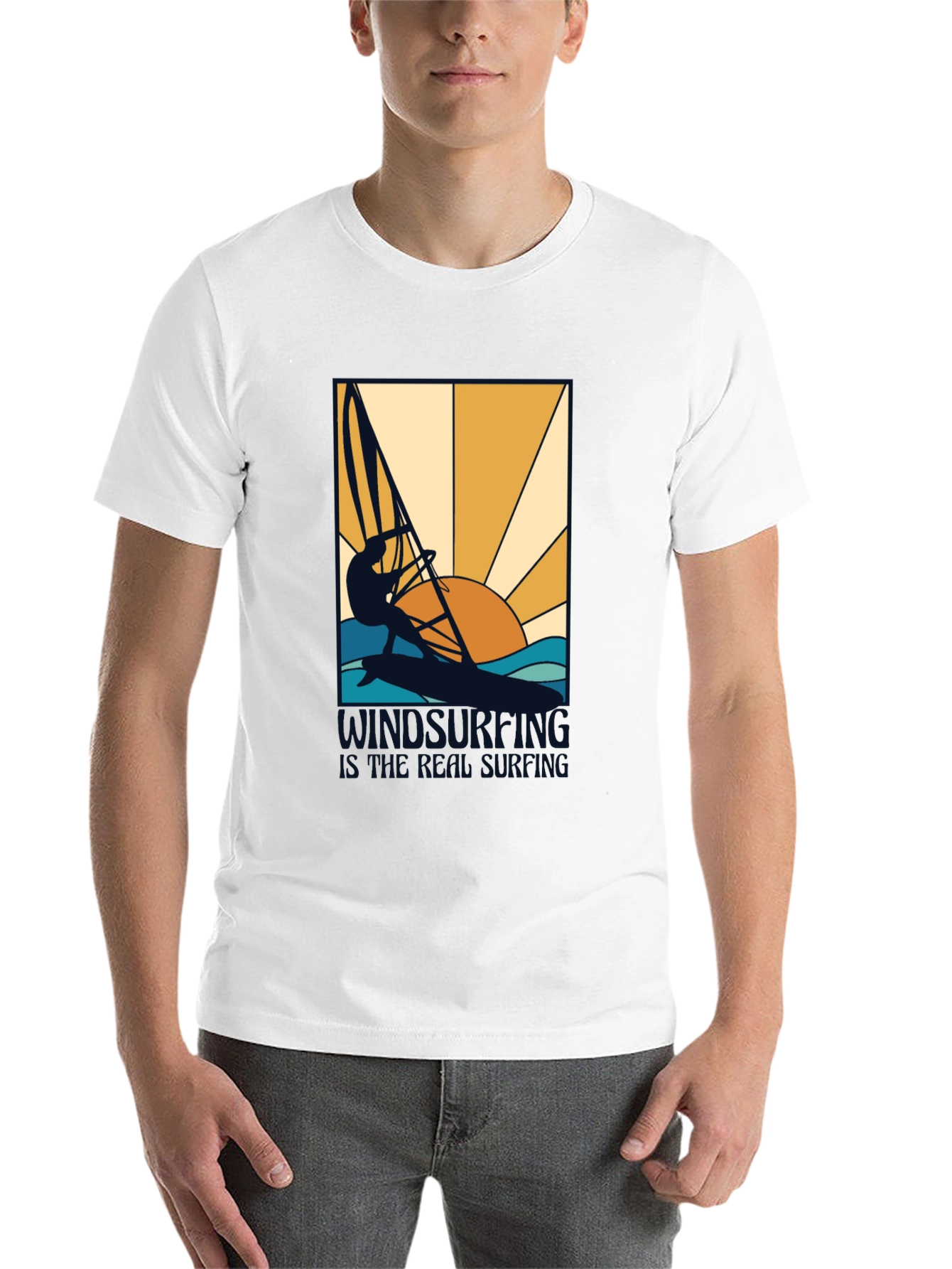 Black Windsurfing is Real Surfing Graphic T-Shirt view 14