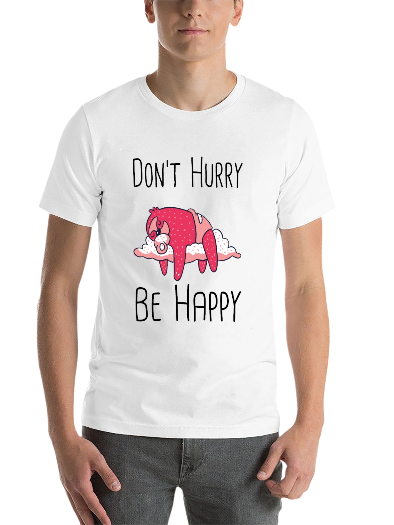 Black Don't Hurry Be Happy Sloth Graphic Tee view 14