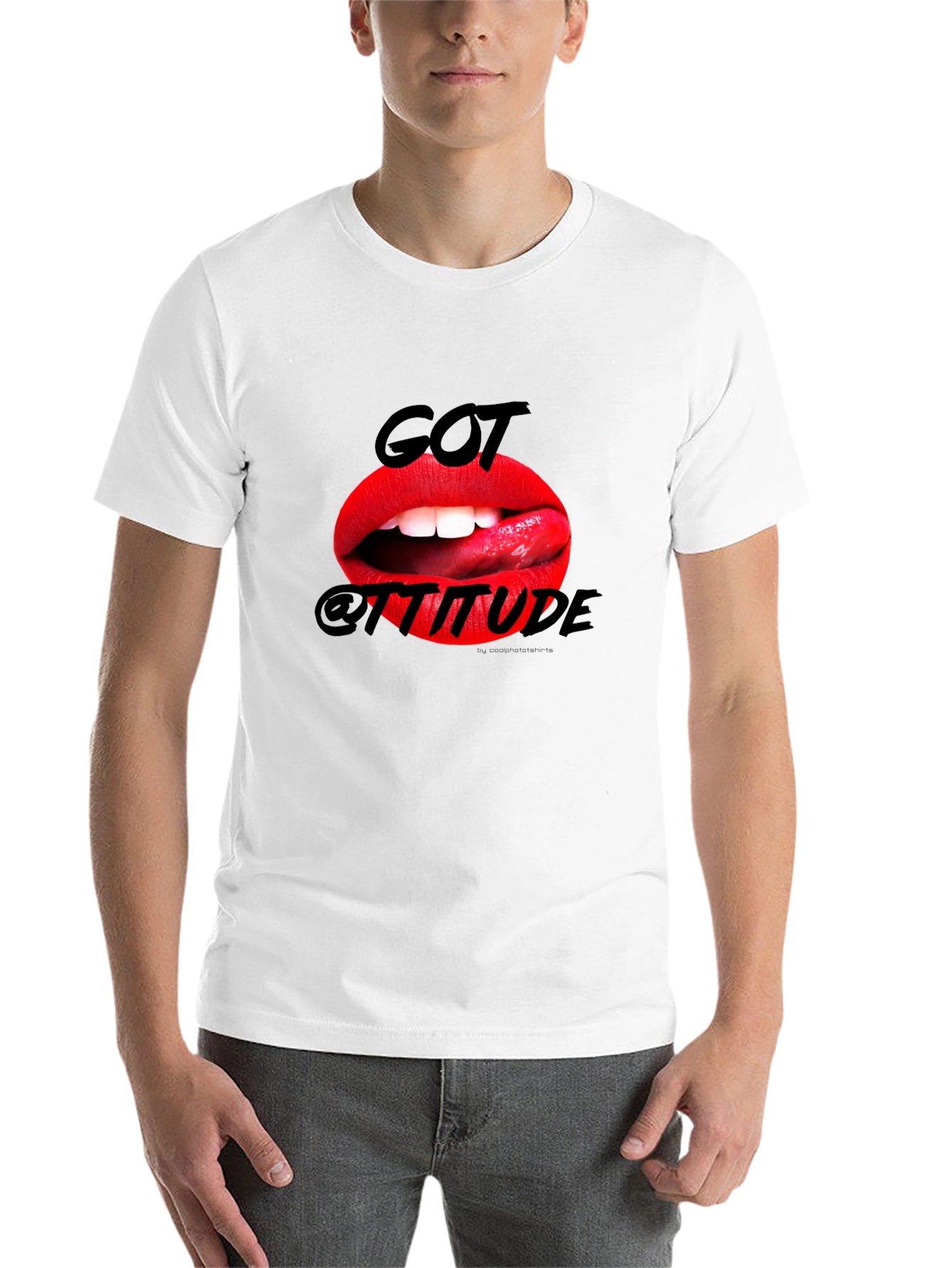 Black Got Attitude Graphic Print Men's Black T-Shirt view 14