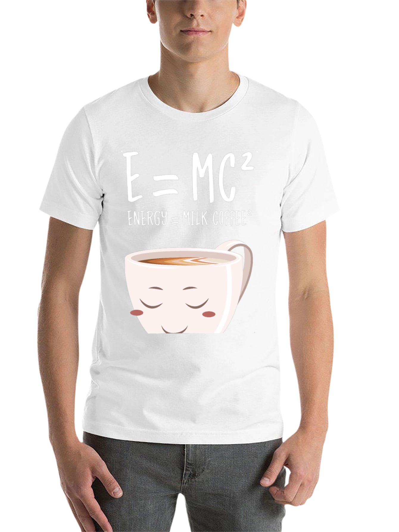 Black E=MC² Milk Coffee T-Shirt - Humorous Science Tee view 14