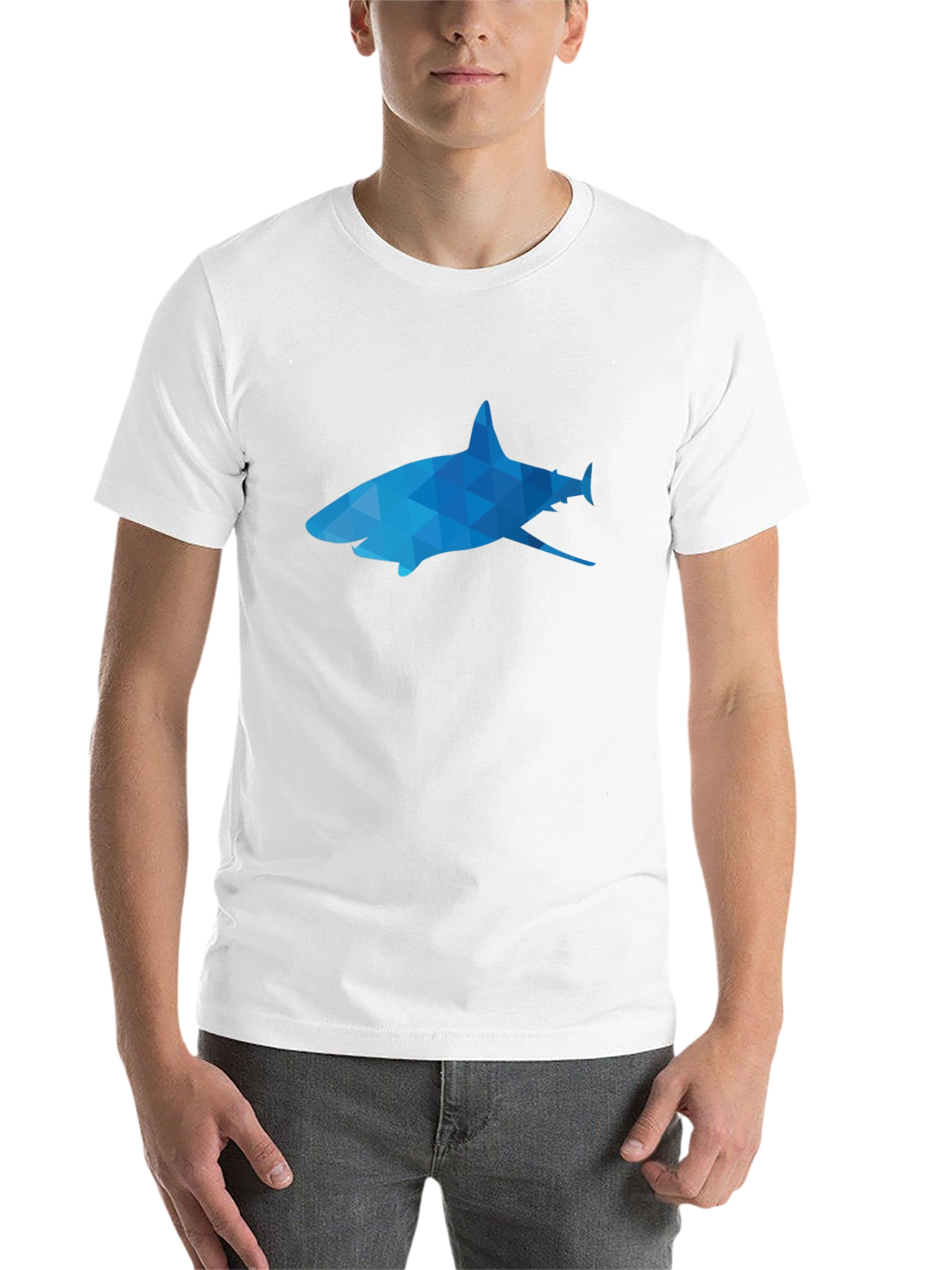 Black Geometric Shark Graphic Tee - Black view 14