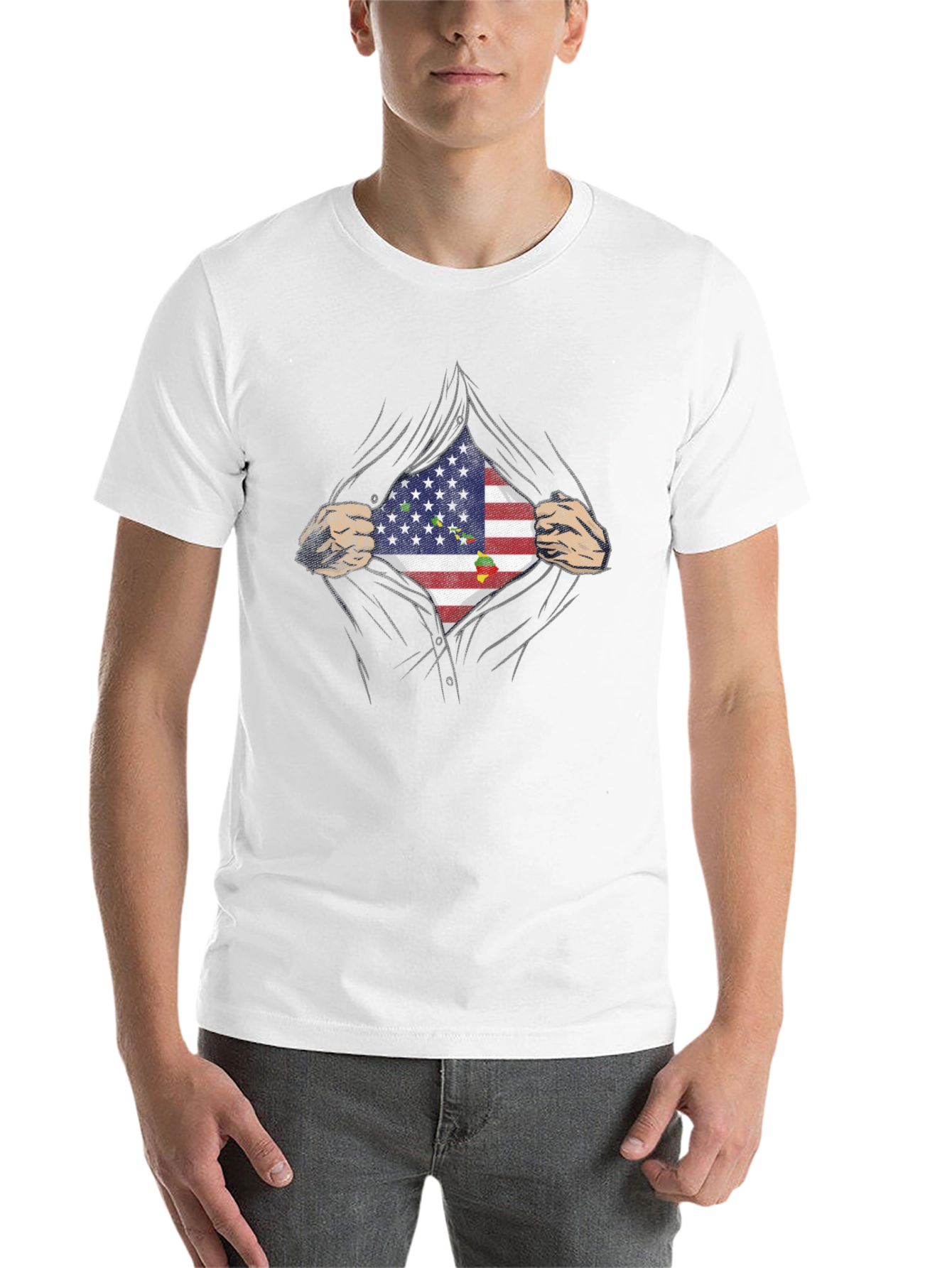 Black USA Flag Hero Graphic Tee - Black view 14