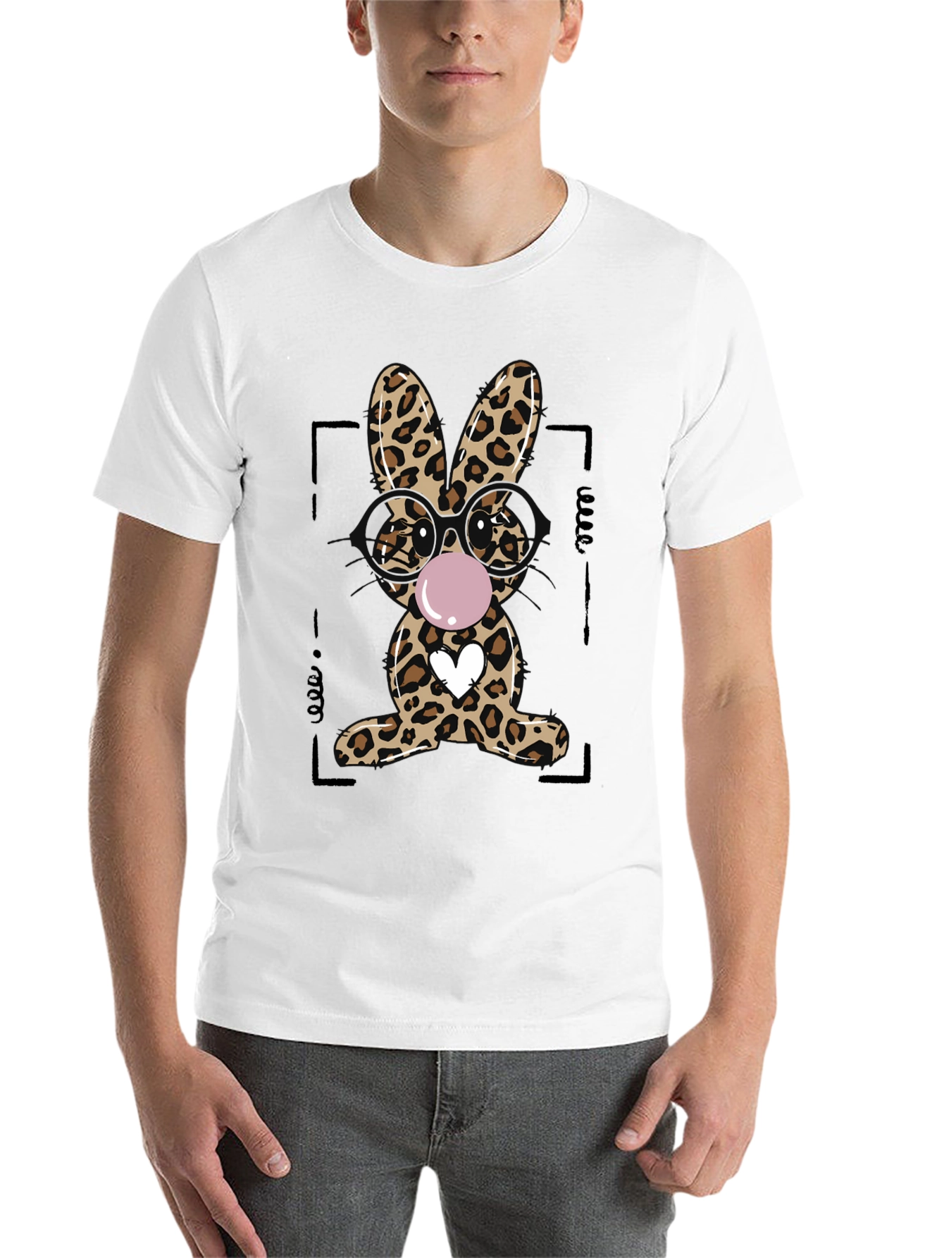 Black Leopard Print Bubblegum Bunny T-Shirt view 14