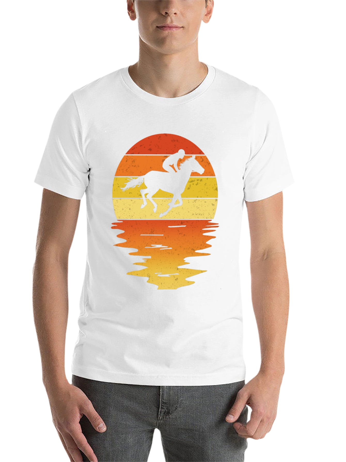 Black Horse Rider Sunset Graphic Tee view 14