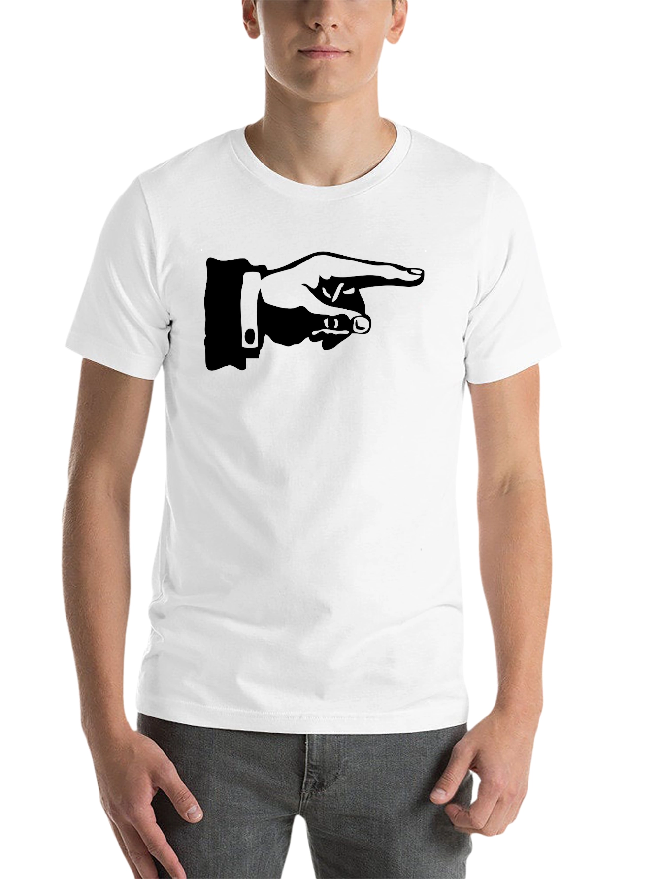 Black Pointing Hand Graphic Tee - Black Cotton T-Shirt view 14