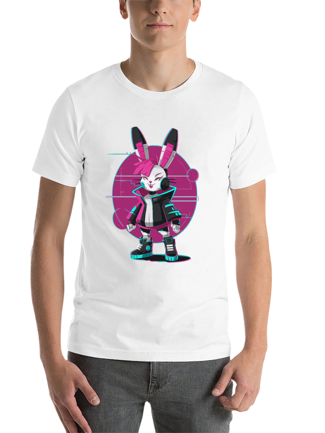 Black Cyberpunk Bunny T-Shirt - Edgy Streetwear Style view 14