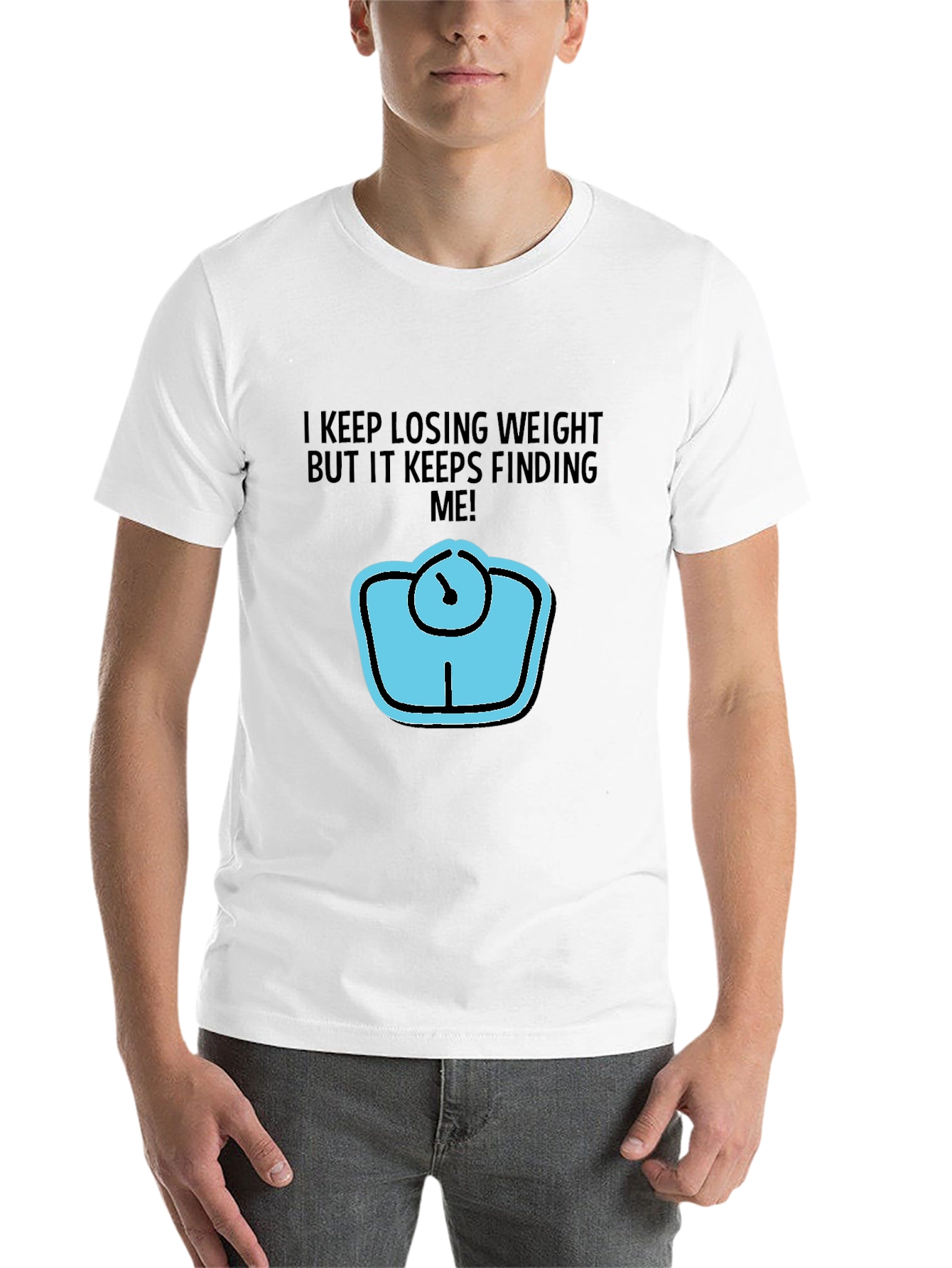 Black Humorous Weight Loss T-Shirt - I Keep Losing Weight! view 14