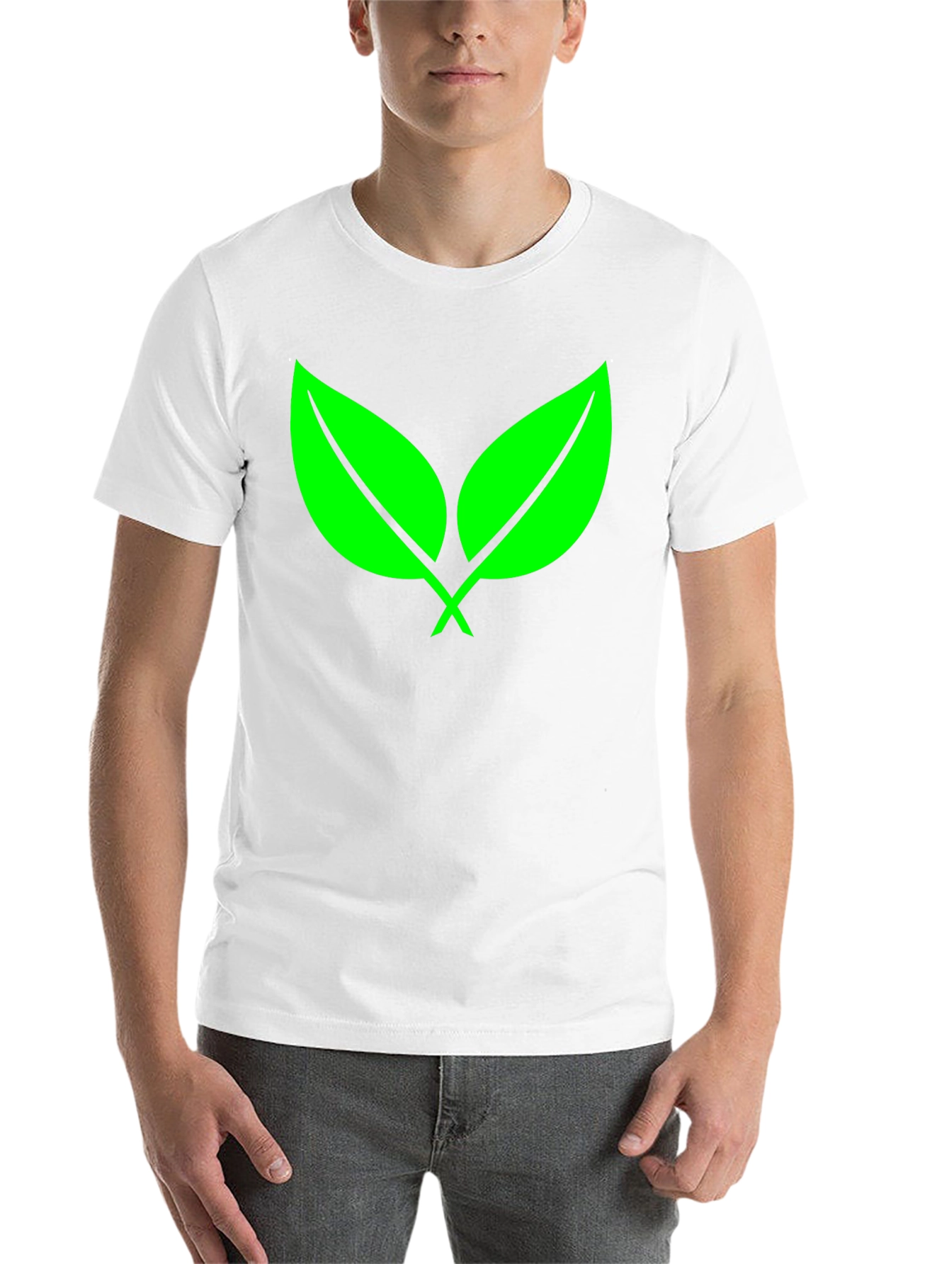 Black Eco-Friendly Green Leaf Black T-Shirt view 14