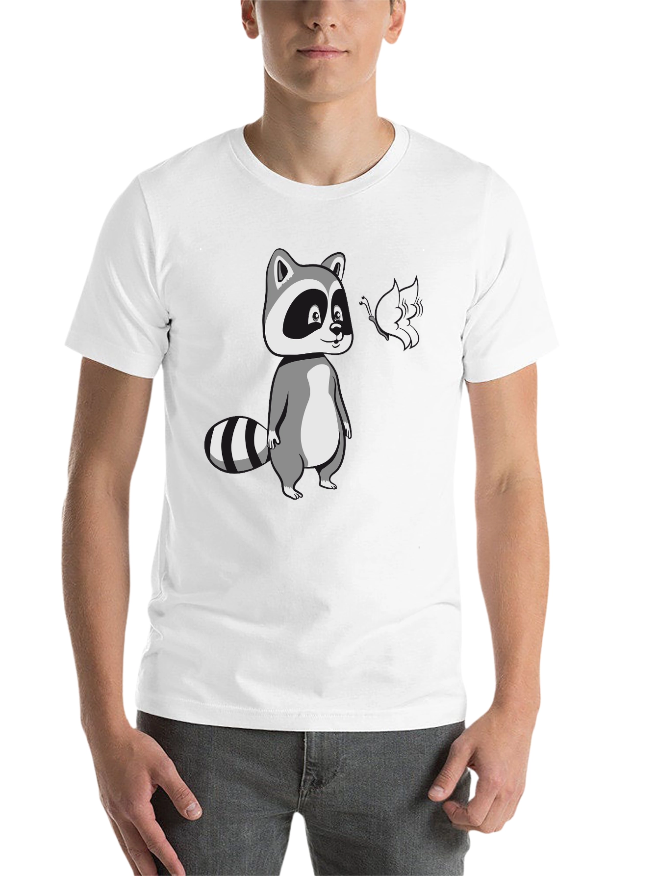 Black Cool Raccoon Graphic Tee - Black Cotton T-Shirt view 14