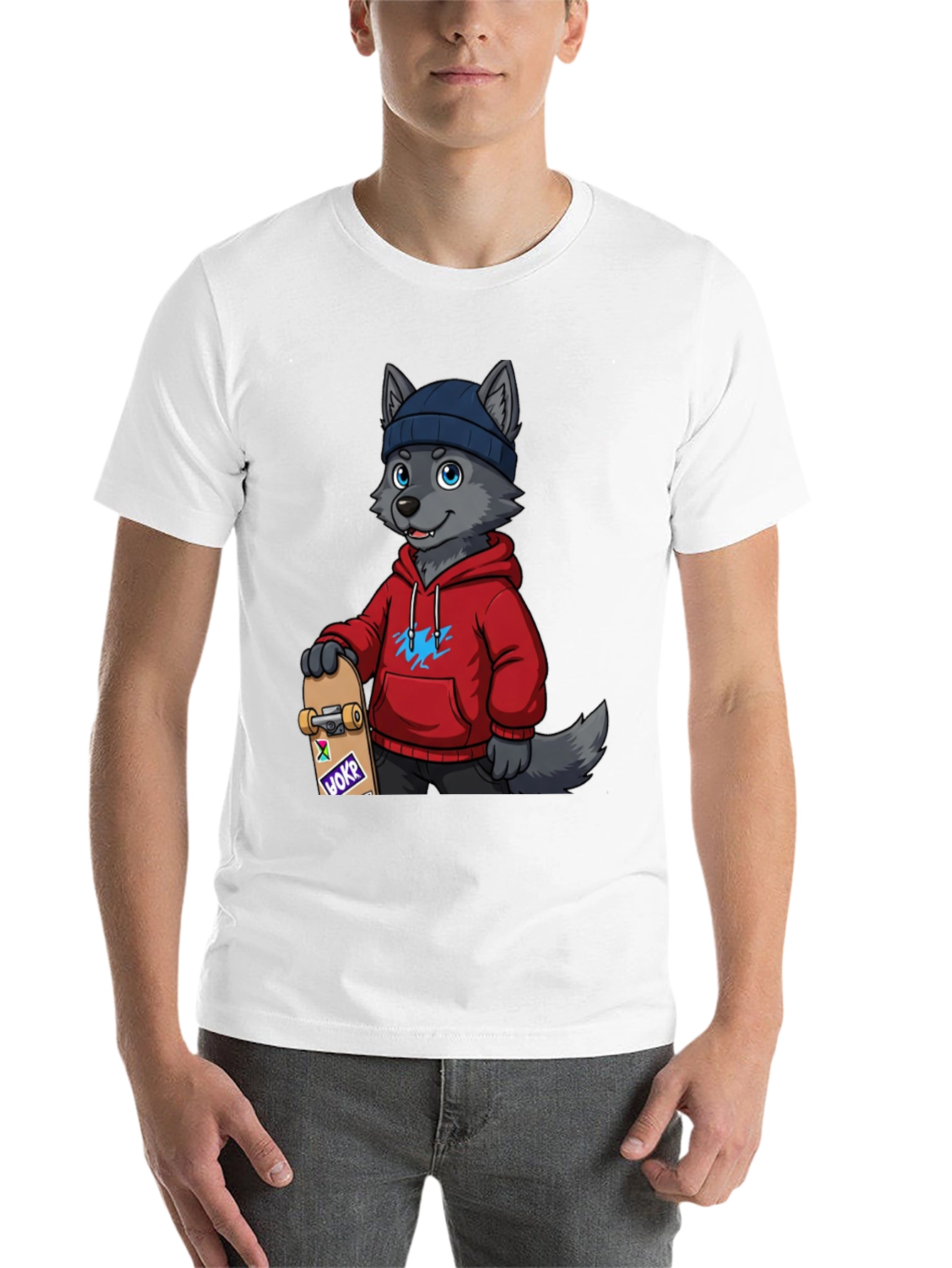 Black Skater Wolf Graphic Tee - Cool & Unique Design view 14