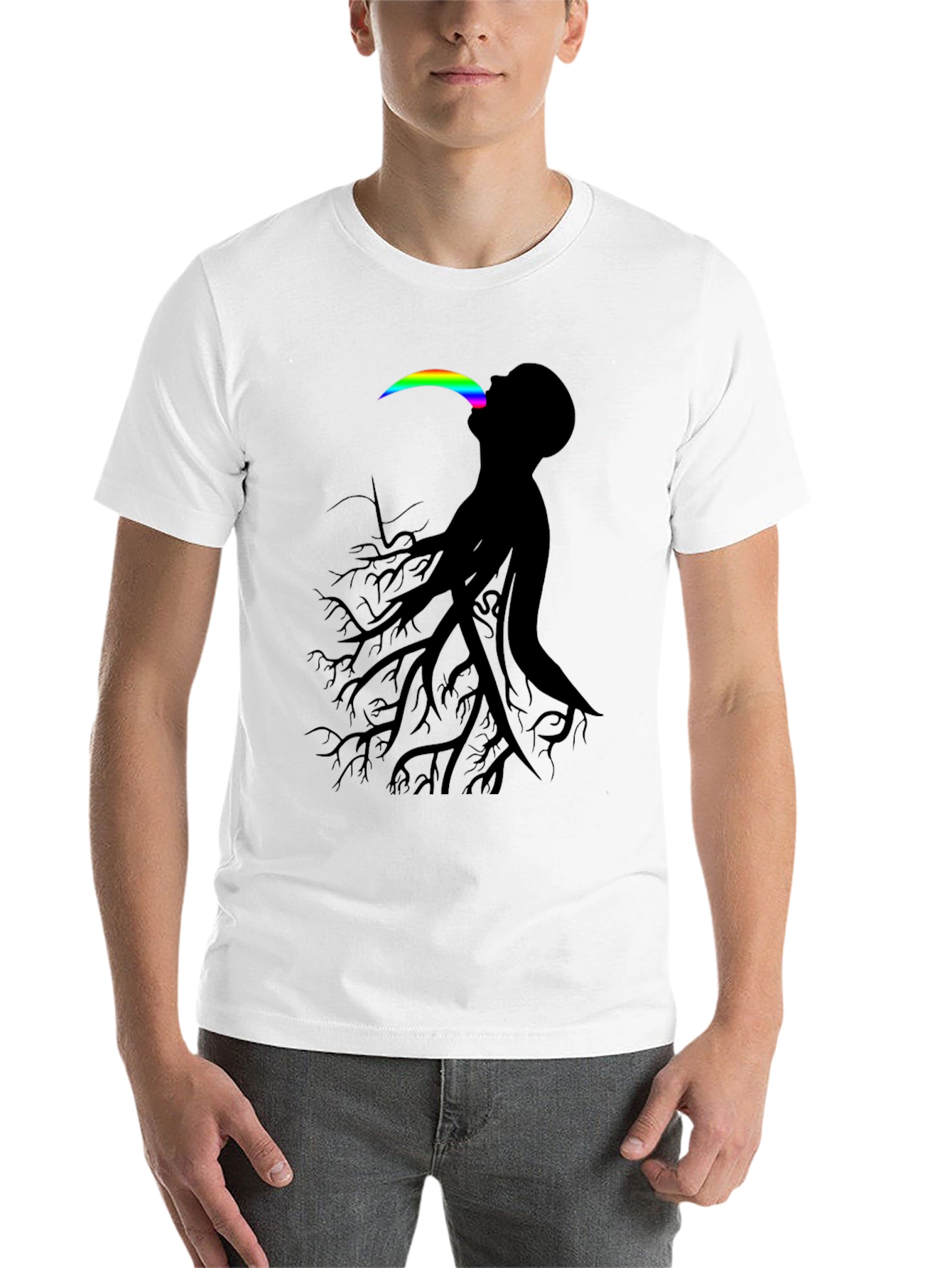 Black Abstract Tree Man Graphic Tee - Black view 14