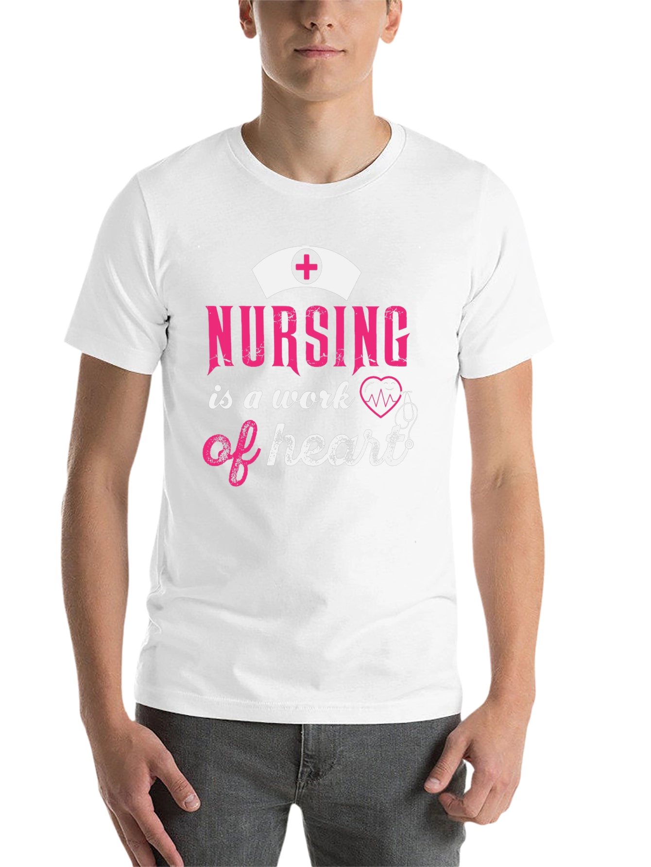 Black Nursing is a Work of Heart Graphic Tee view 14