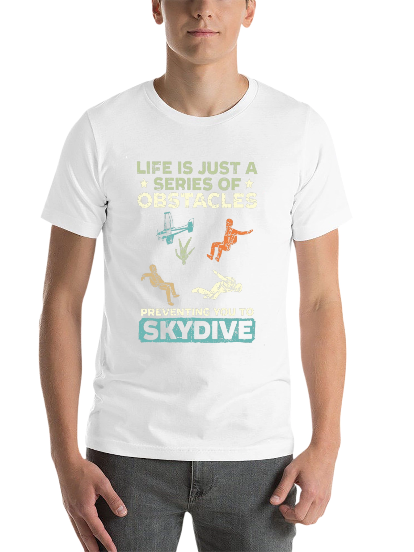 Black Life Obstacles Skydive Graphic T-Shirt view 14