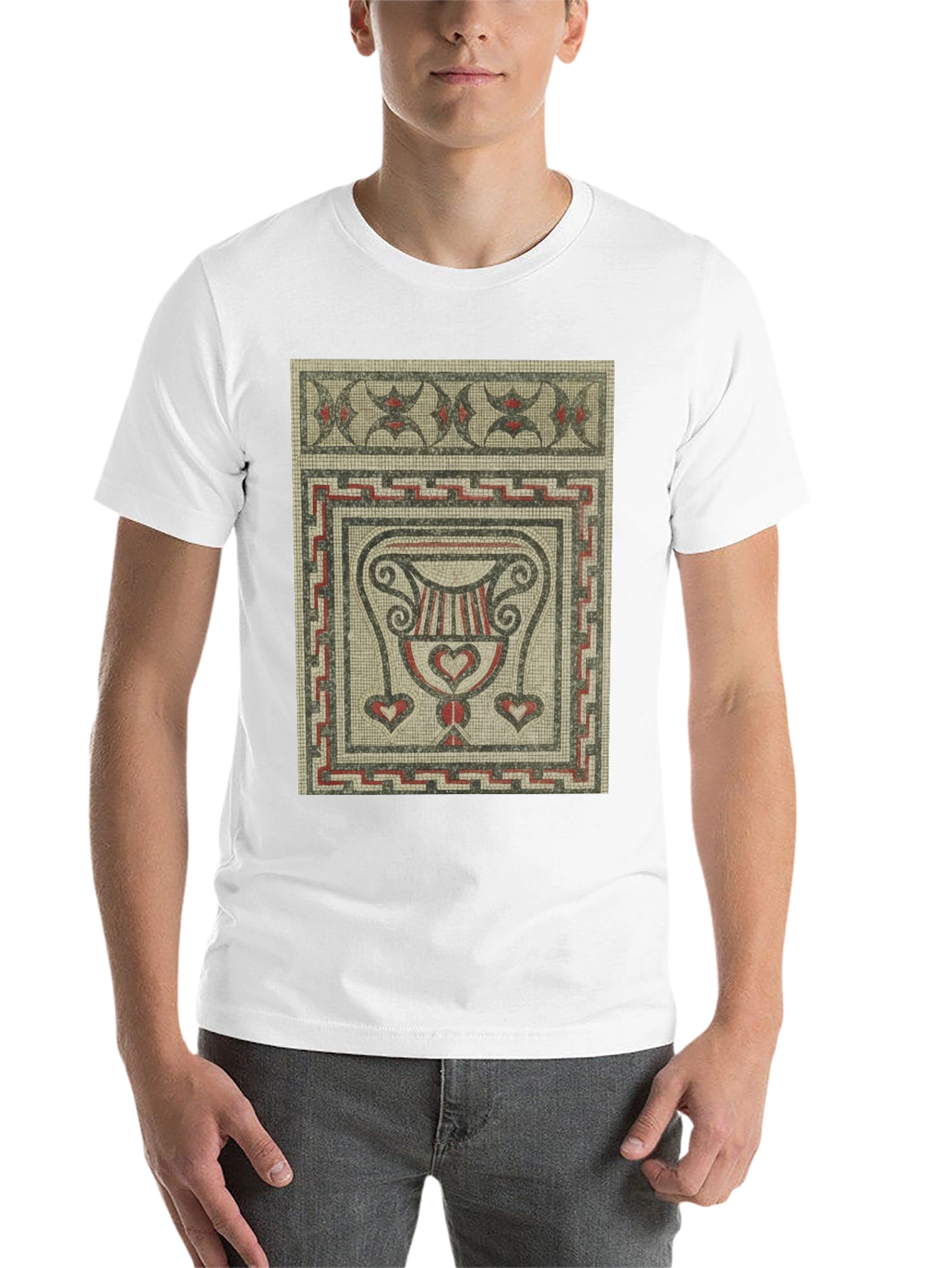 Black Mosaic Art Graphic T-Shirt - Ancient Roman Style Tee view 14