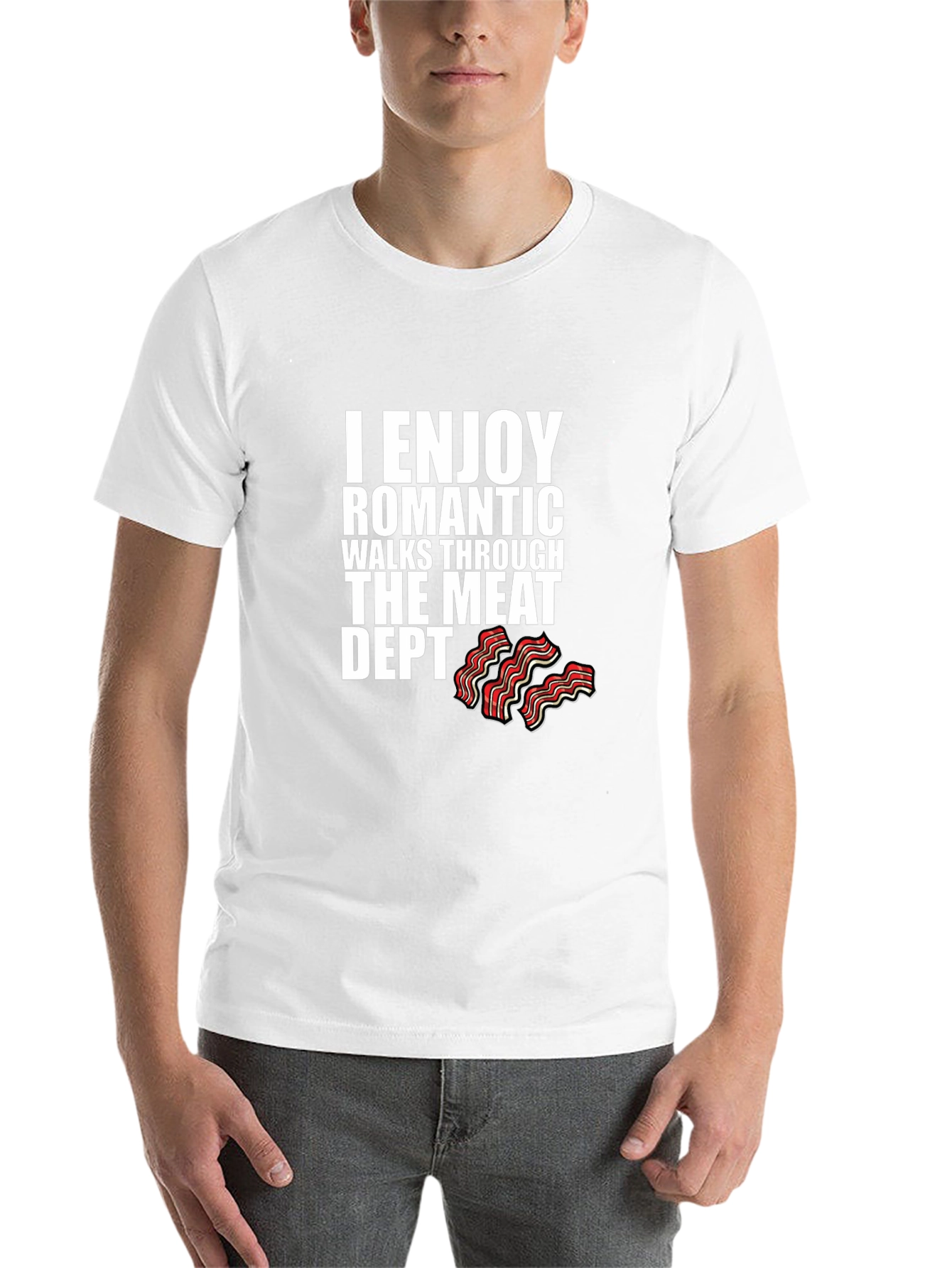 Black I Enjoy Romantic Walks Meat Dept. T-Shirt view 14
