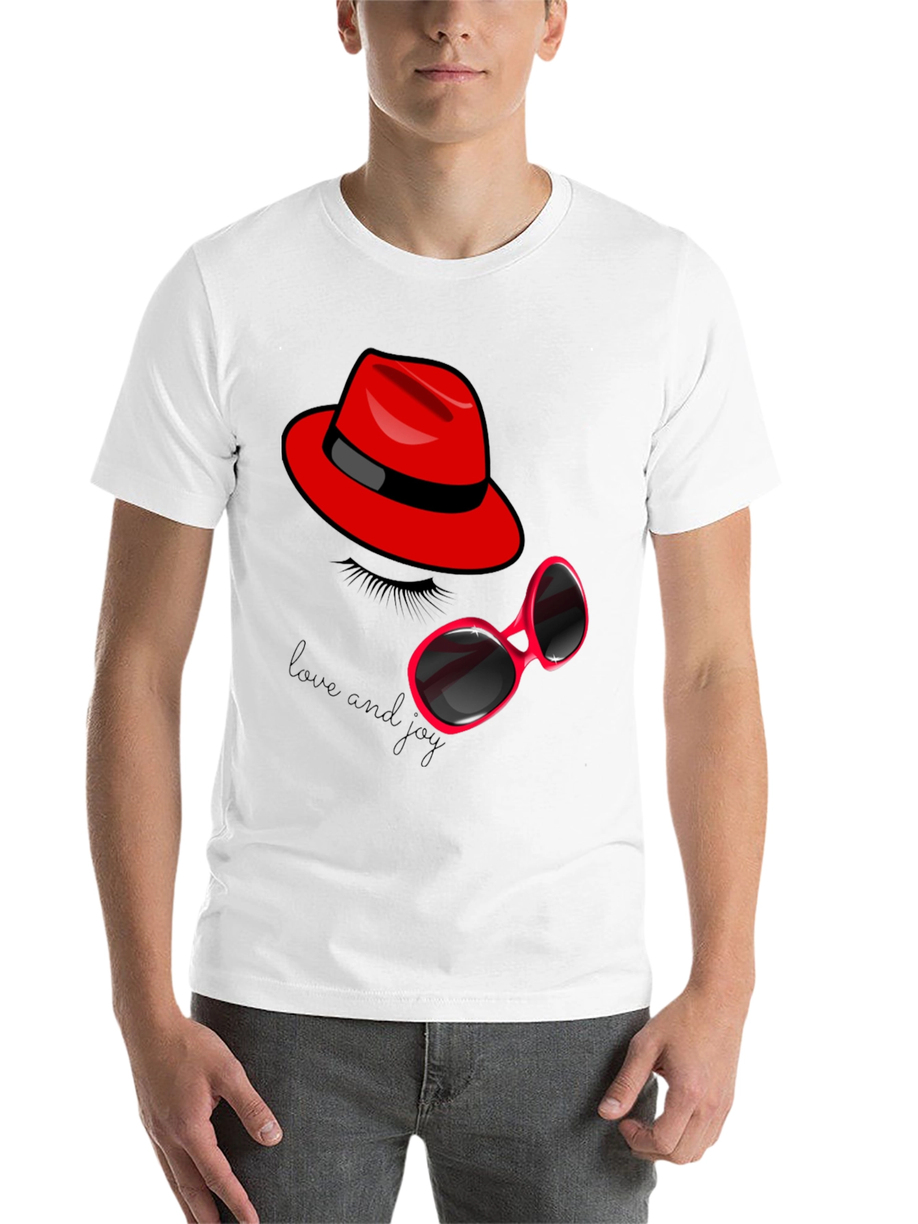 Black Red Hat & Sunglasses Graphic Tee view 14