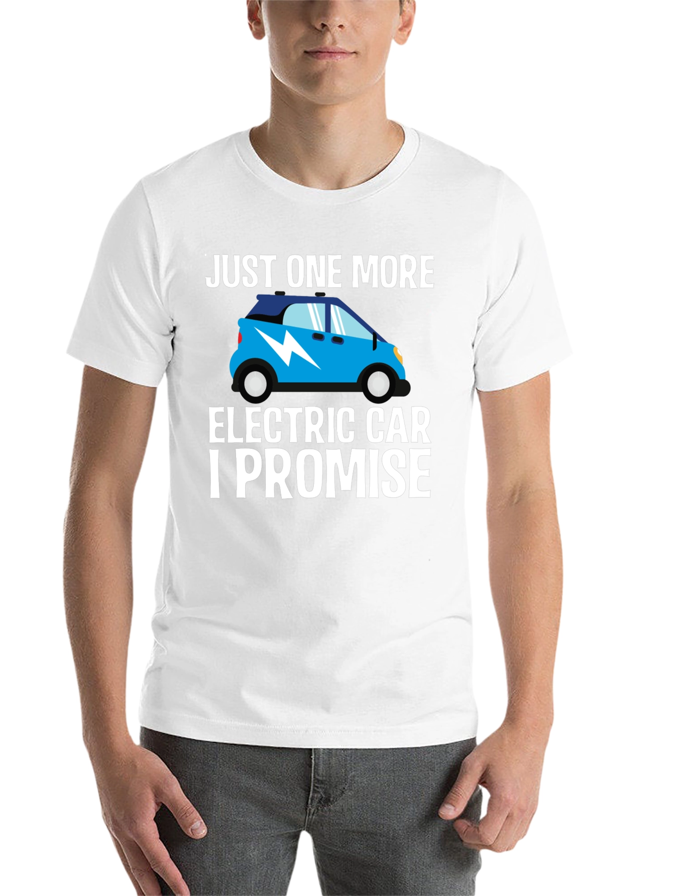 Black Just One More Electric Car T-Shirt view 14