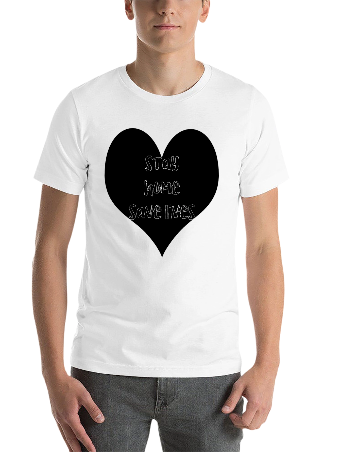 Black Stay Home Save Lives Black Graphic T-Shirt view 14