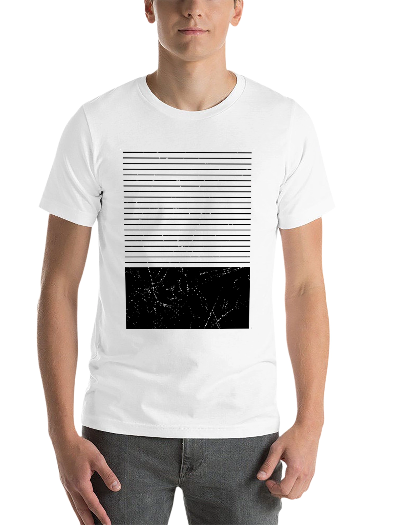 Black Modern Striped Block Tee view 14