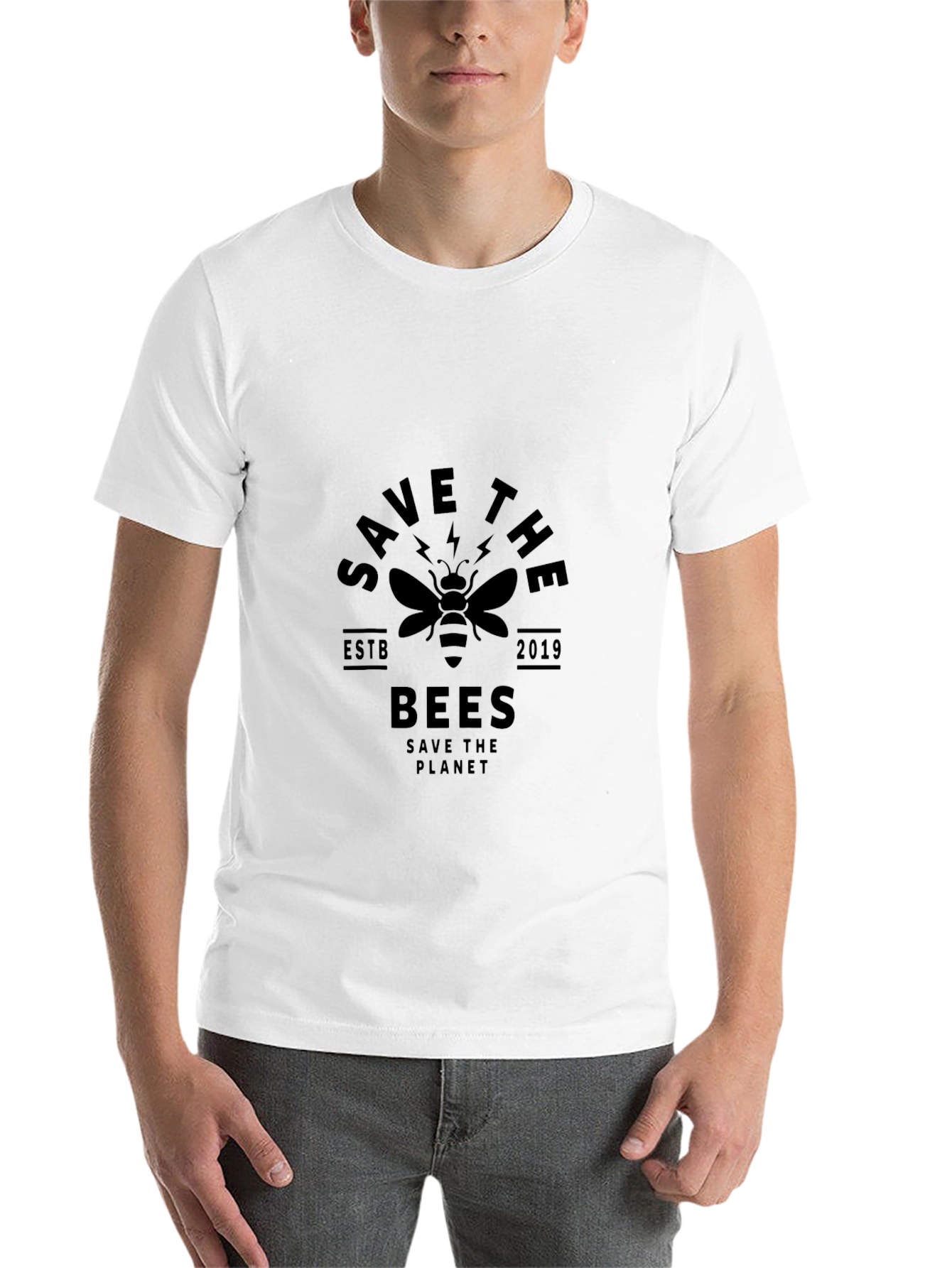 Black Save the Bees Graphic T-Shirt - Protect Our Planet view 14