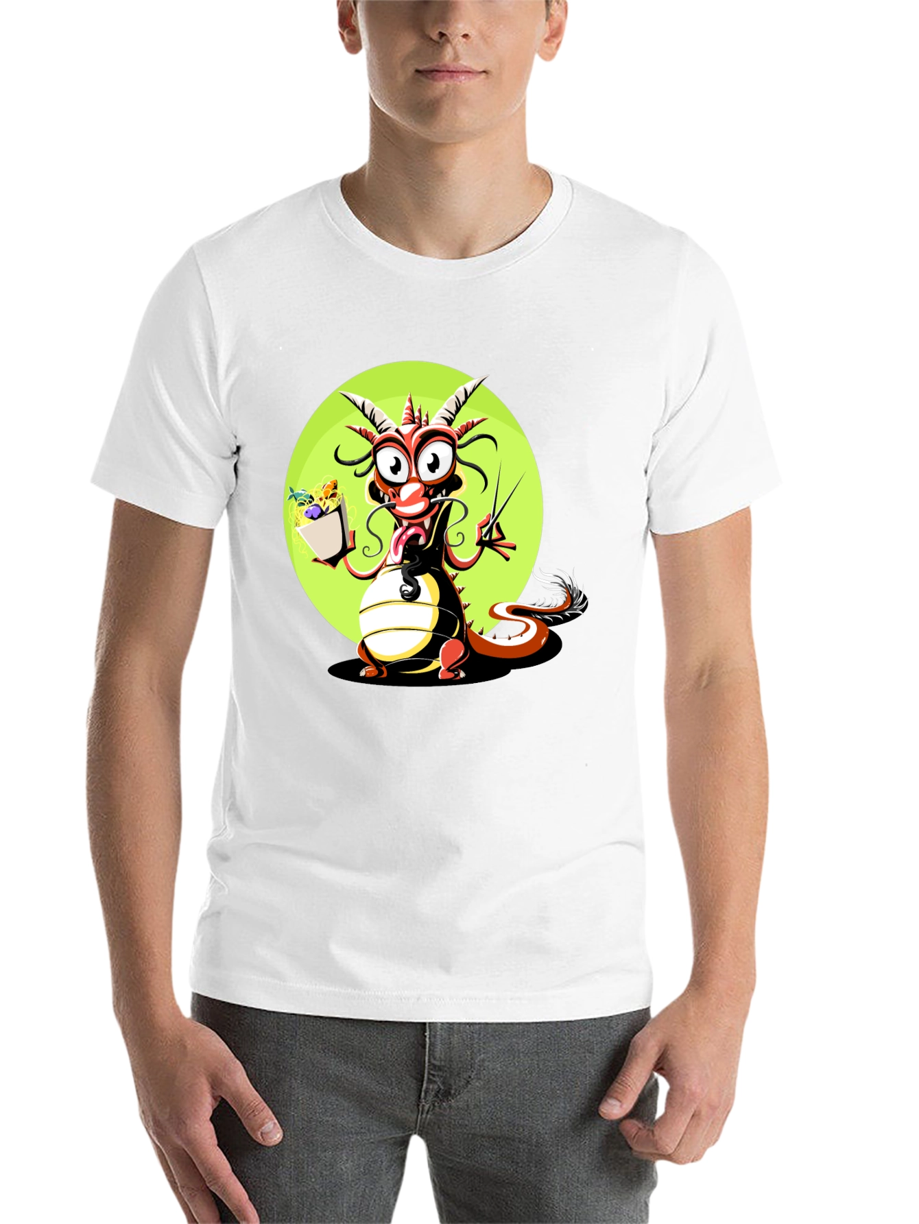 Black Dragon with Noodles Graphic T-Shirt view 14