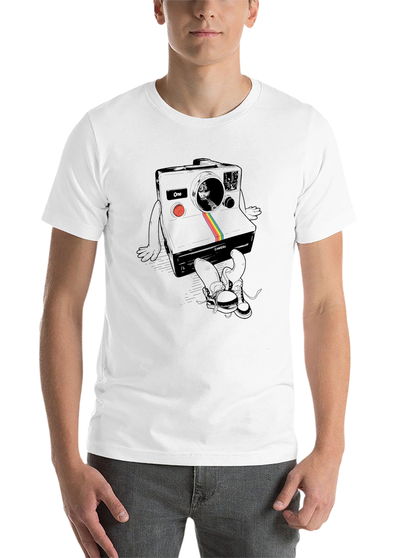 Black Retro Camera Graphic Tee - Unisex Black T-Shirt view 14