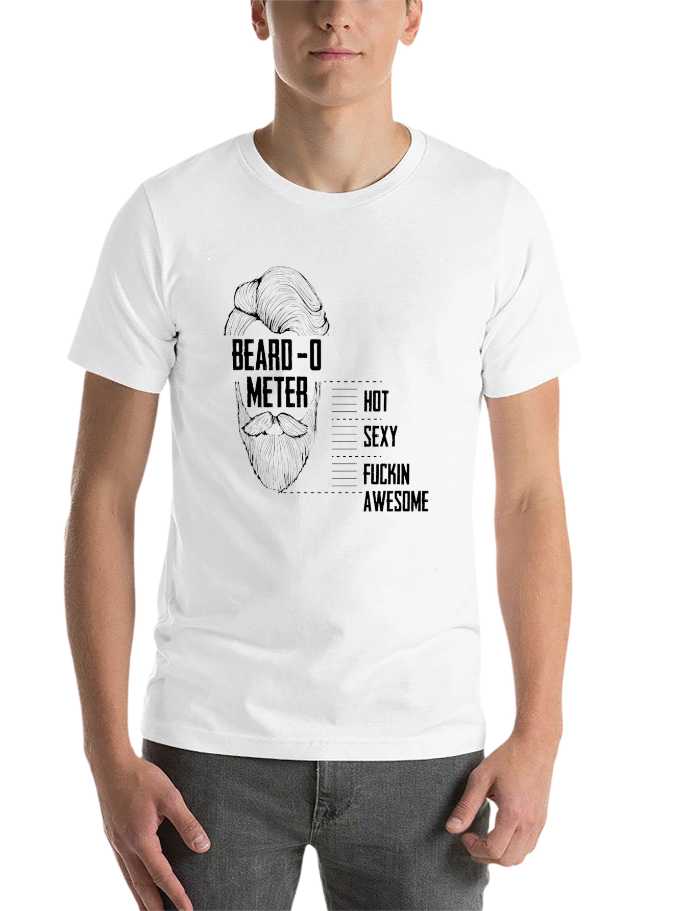 Black Beard-O-Meter Graphic Tee - Funny Mens T-Shirt view 14