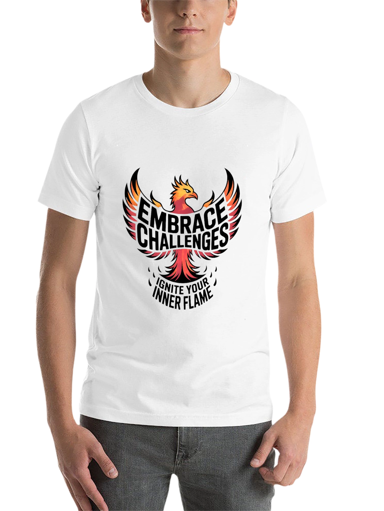 Black Embrace Challenges Graphic Tee - Ignite Your Inner Flame view 14
