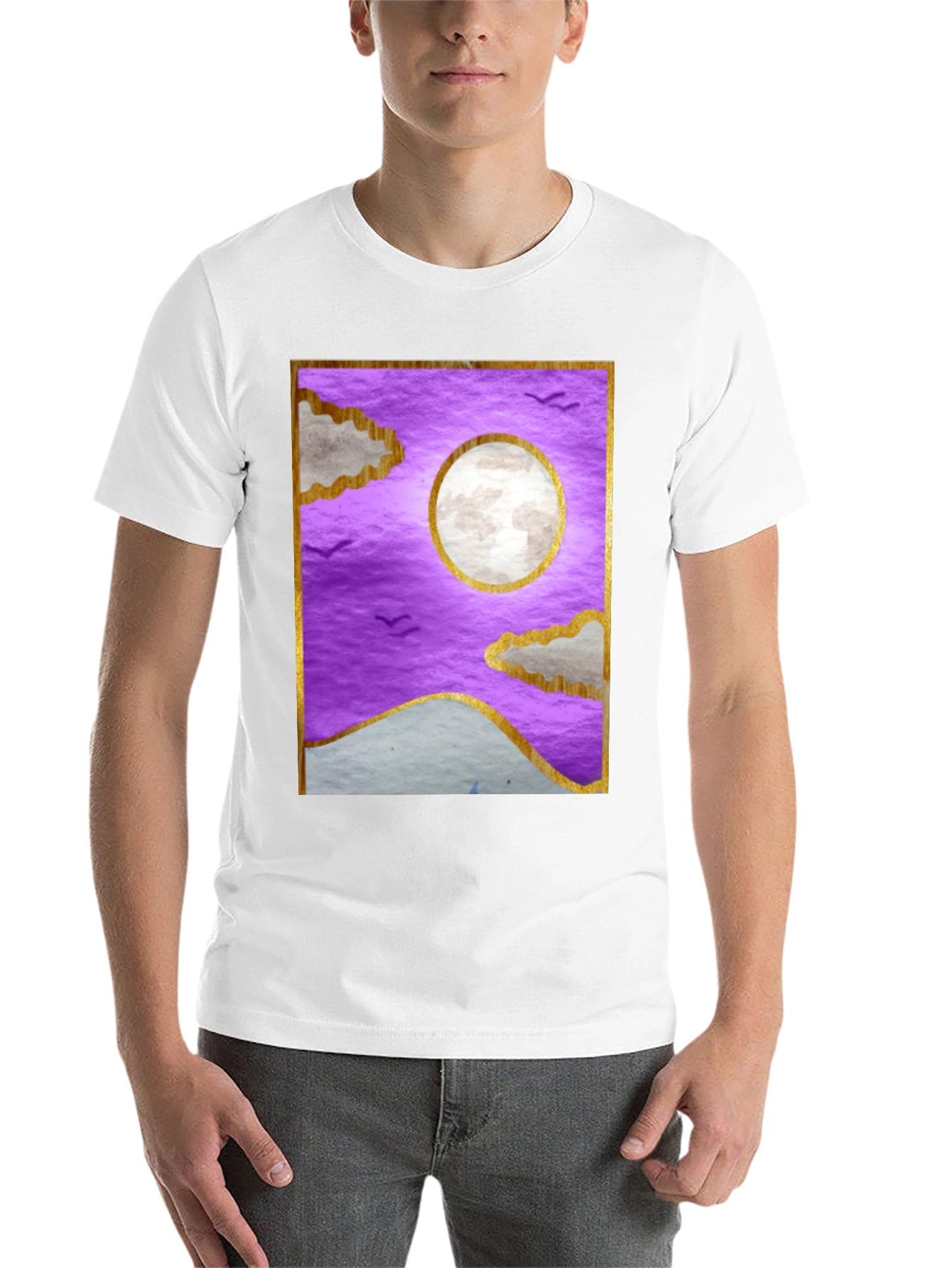 Black Purple Moonscape Graphic T-Shirt view 14