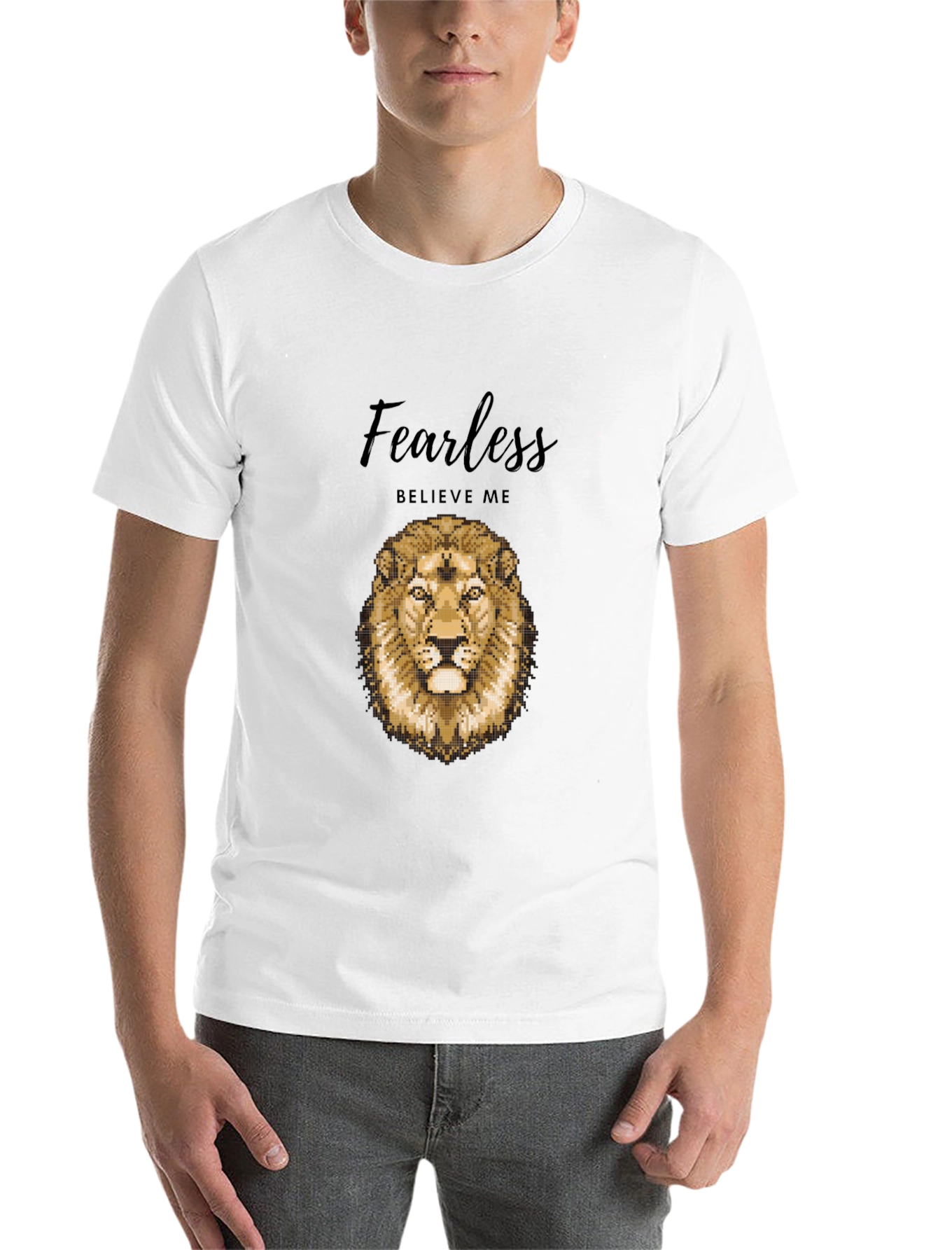 Black Fearless Lion Graphic Tee - Premium Cotton Blend view 14