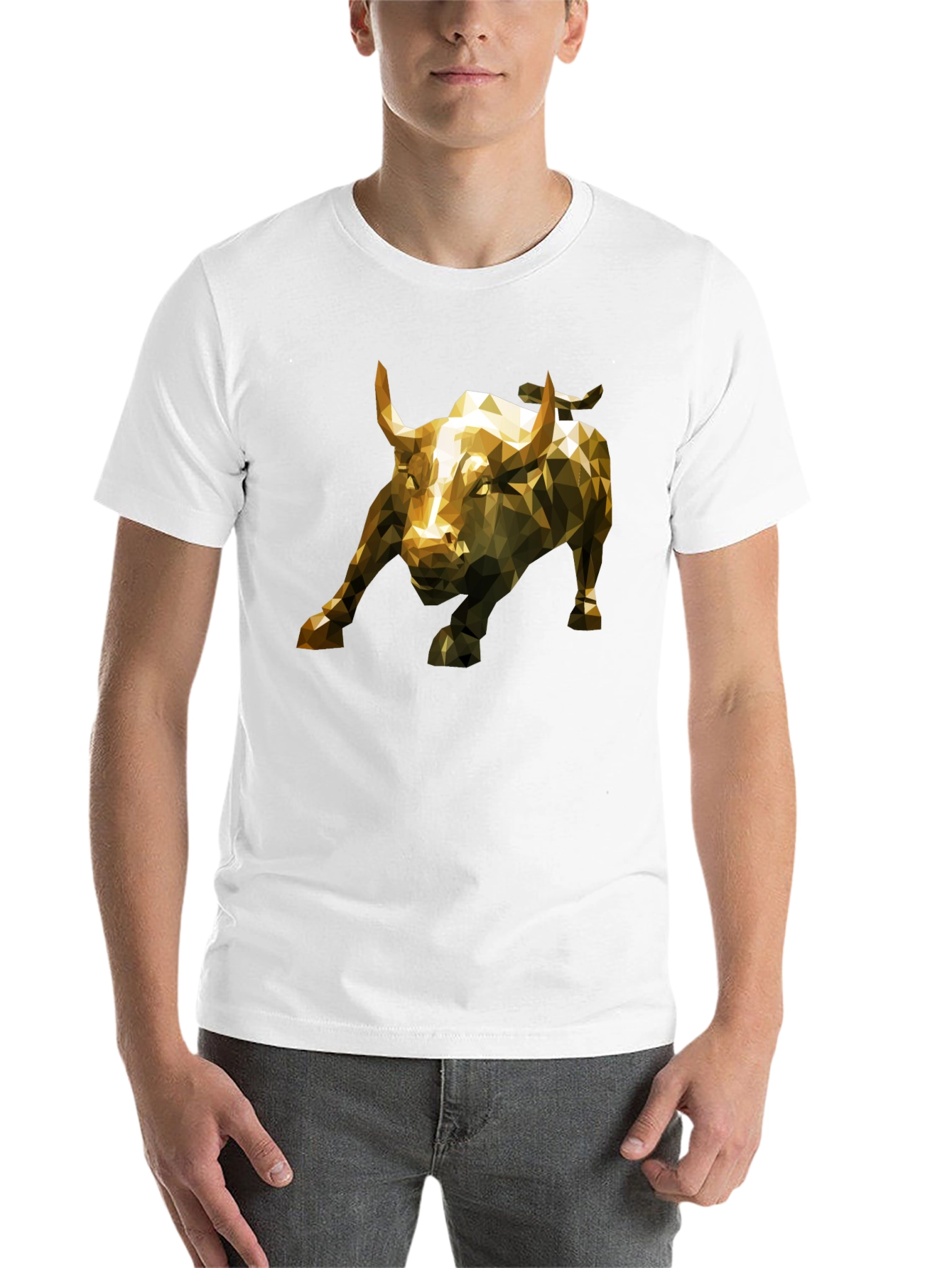 Black Geometric Bull Graphic Tee - Black Short Sleeve T-Shirt view 14