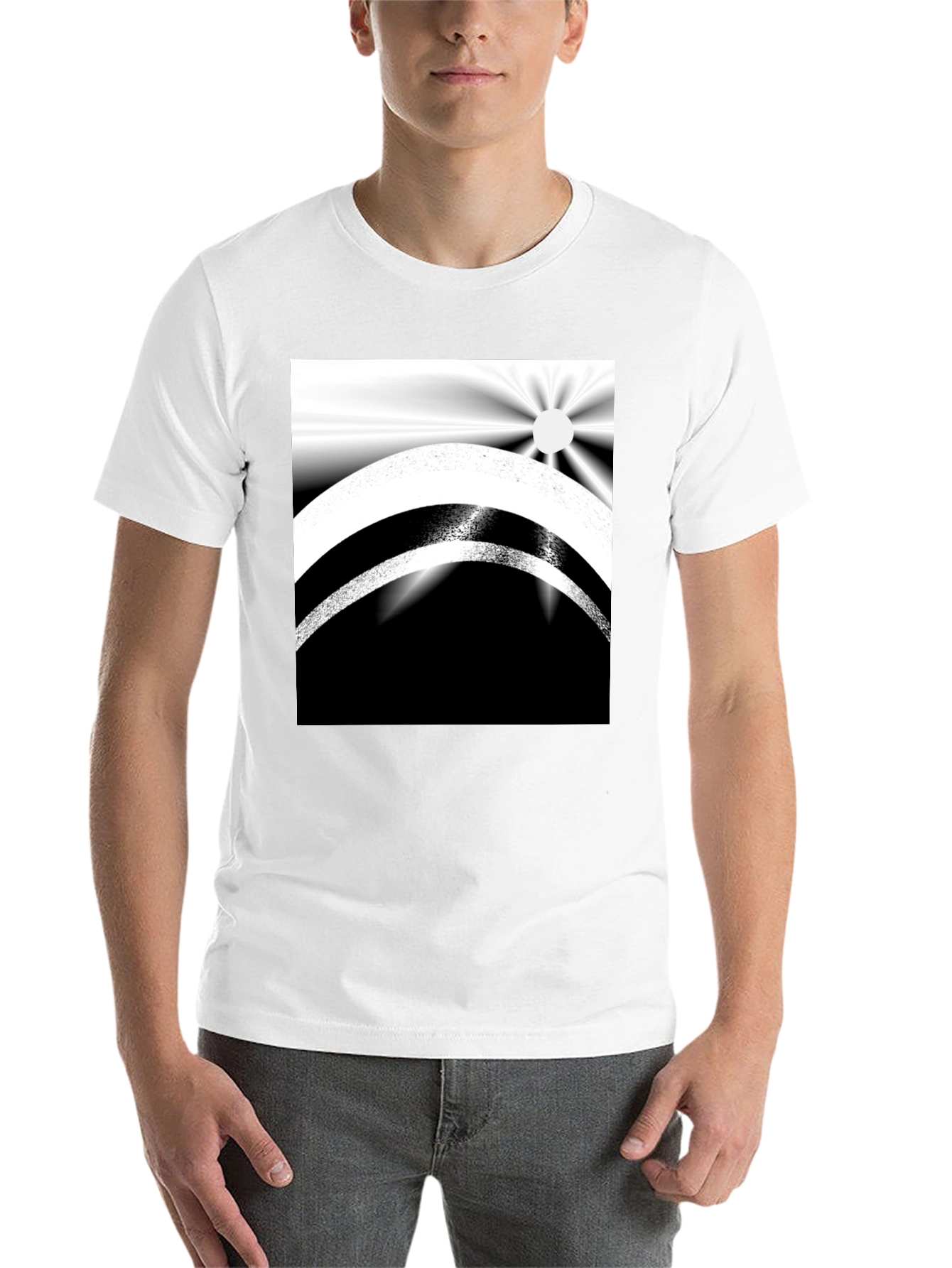Black Abstract Black and White Graphic Tee view 14