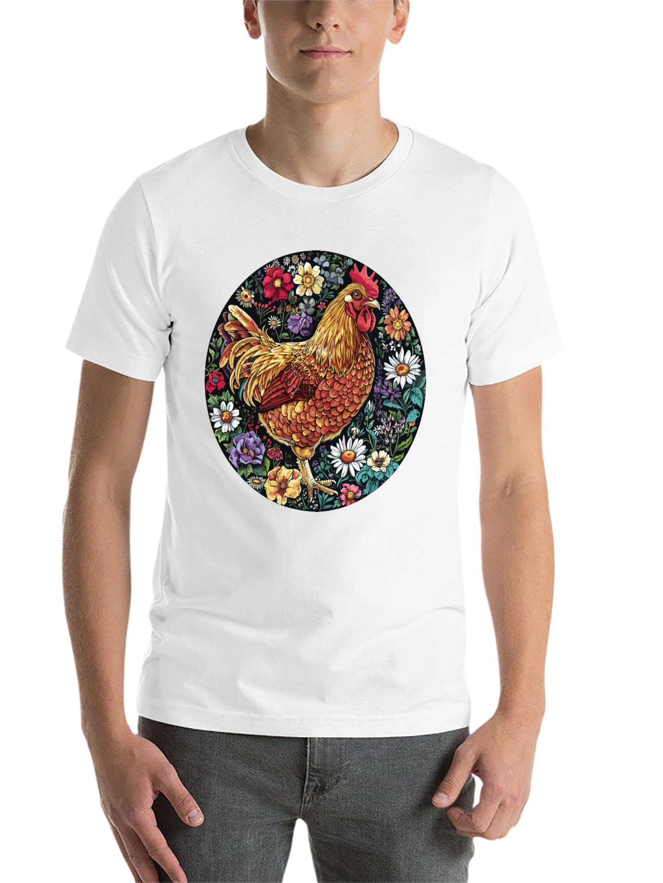 Black Floral Chicken Graphic Tee view 14
