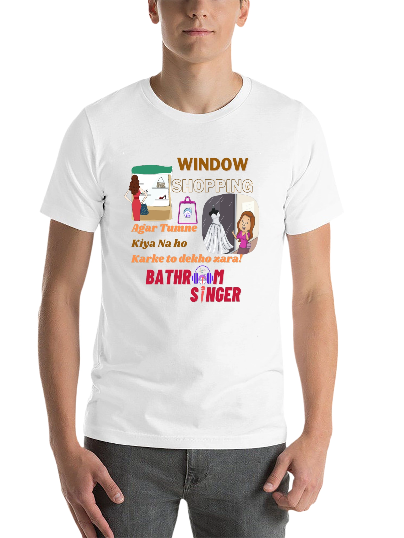 Black Window Shopping Graphic T-Shirt - Bathroom Singer view 14