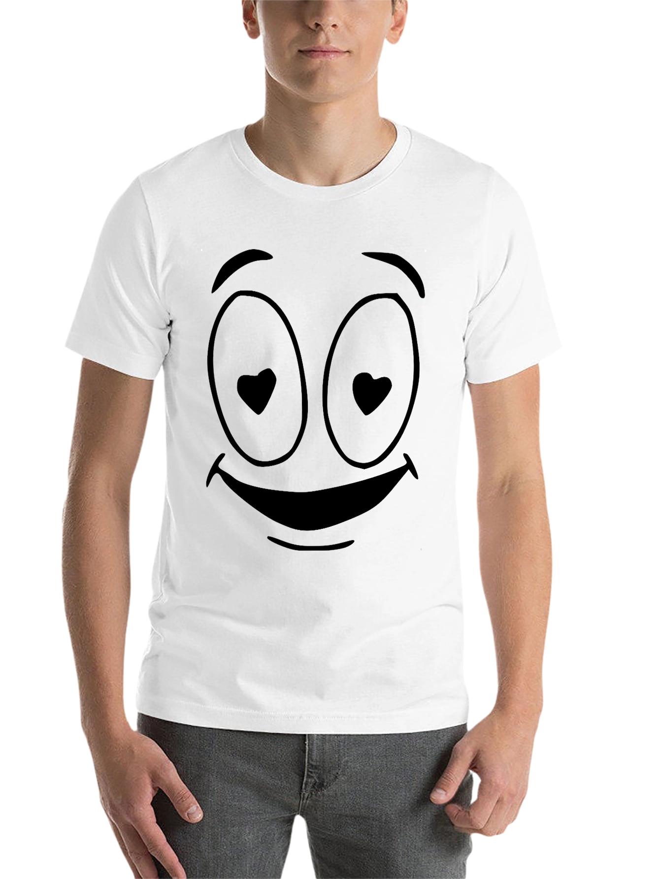 Black Heart Eyes Emoji Graphic Tee - Black Casual Shirt view 14