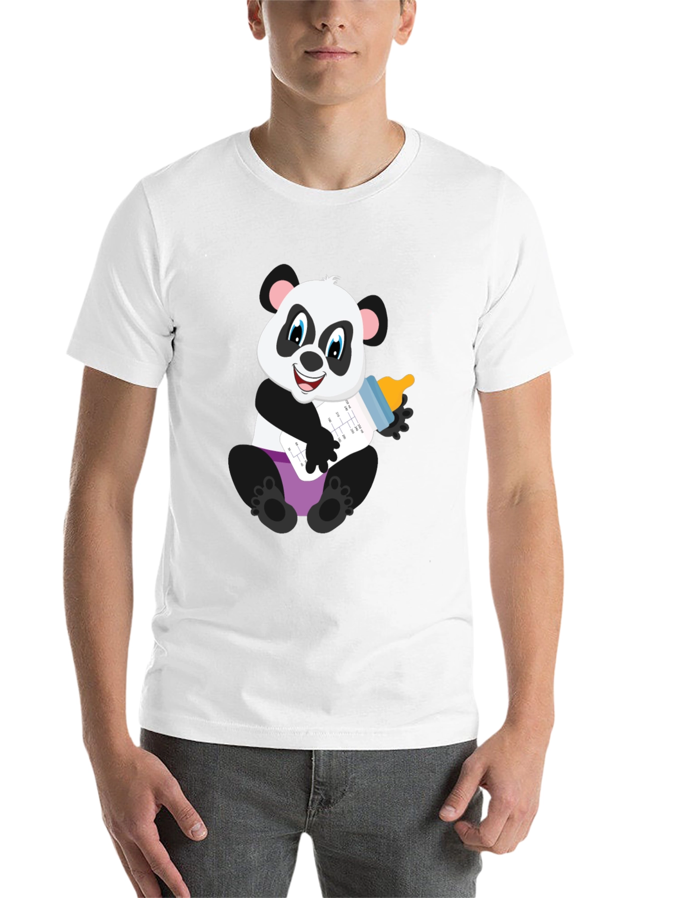 Black Panda Baby Bottle T-Shirt - Adorable Cute Cartoon Bear Tee view 14