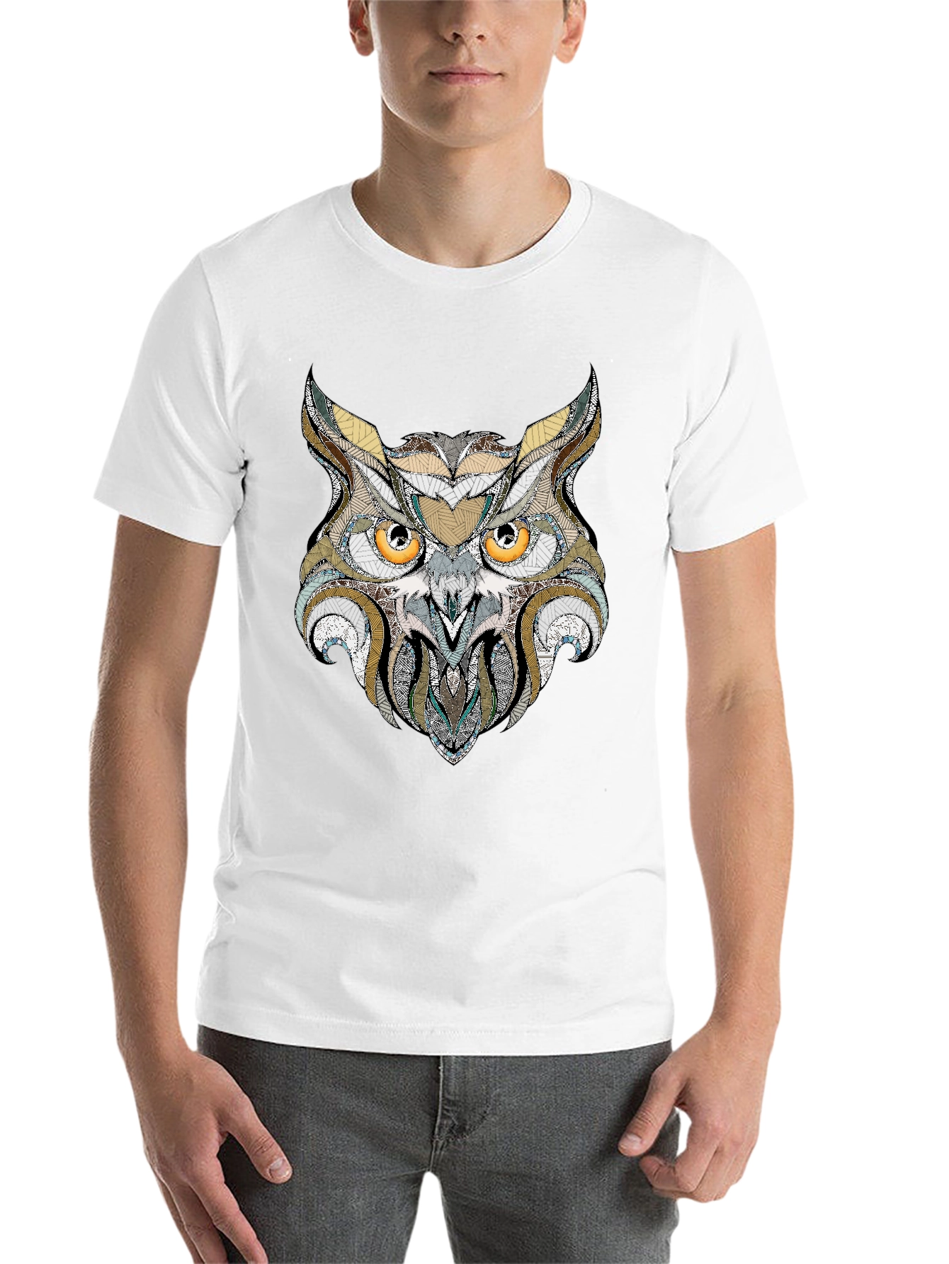 Owl Graphic Print Black T-Shirt - 14