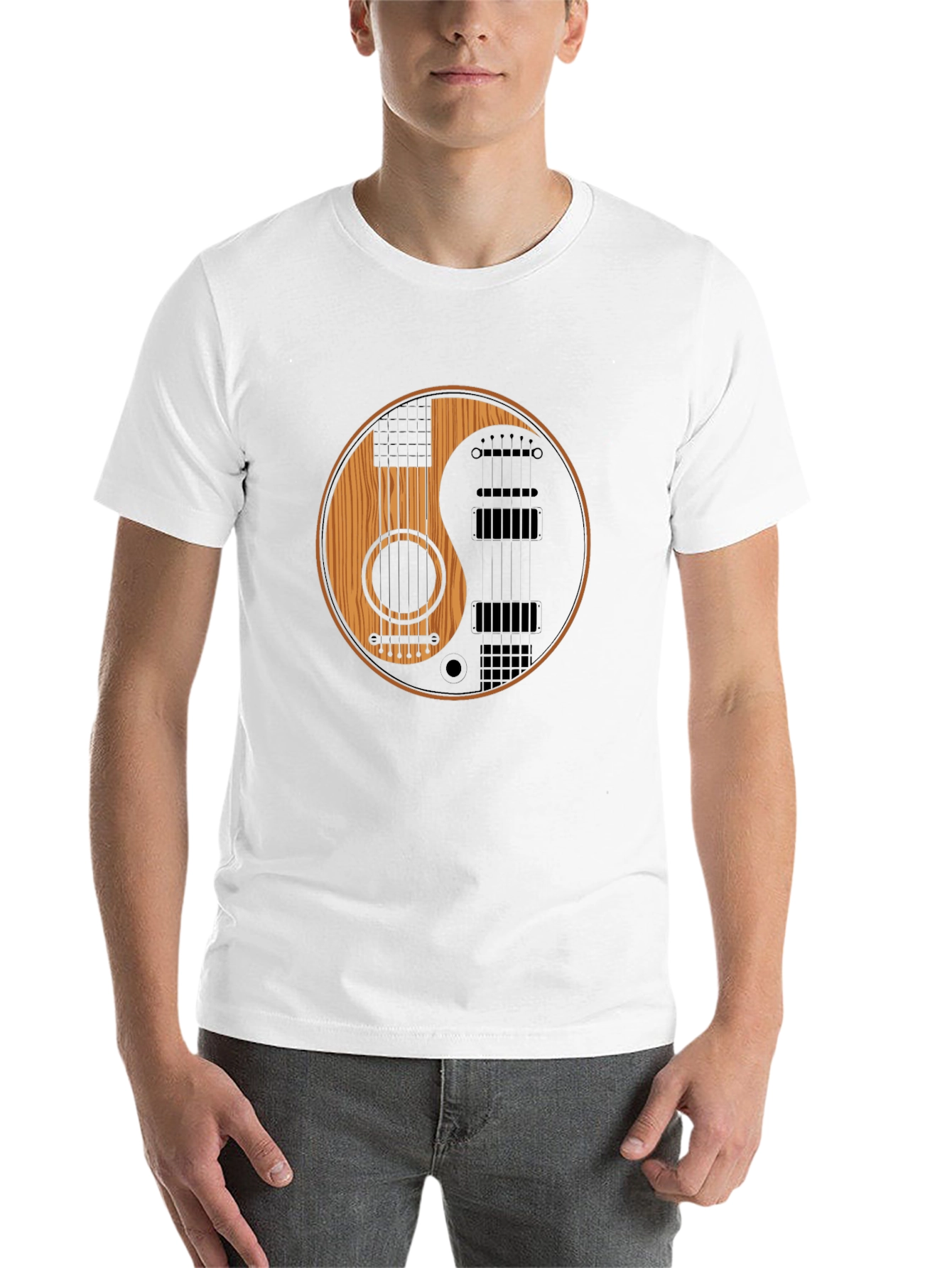 Black Yin Yang Guitar T-Shirt view 14