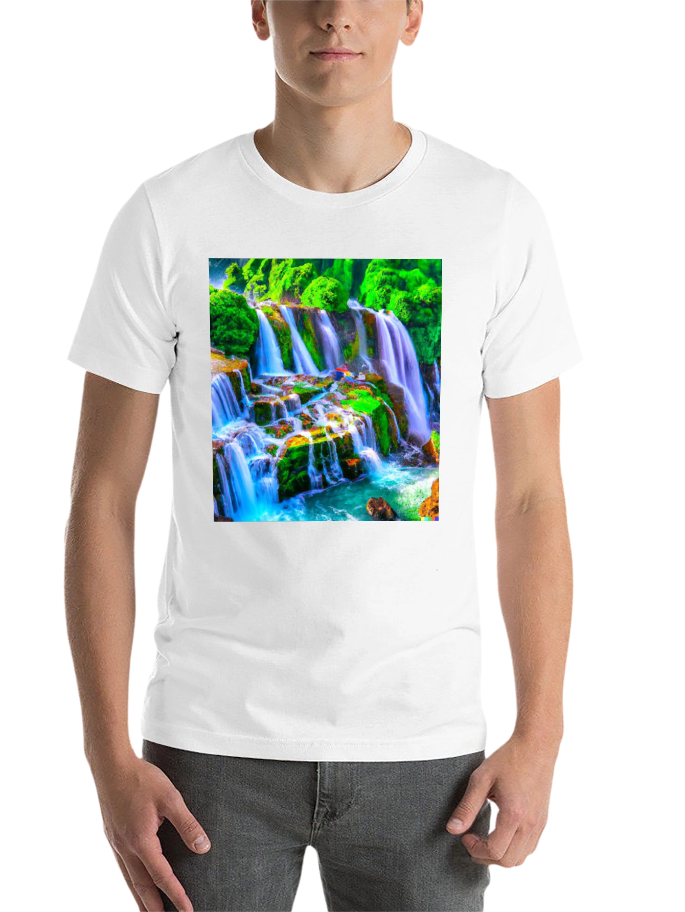 Black Waterfall Graphic Tee - Nature Lover's T-Shirt view 14