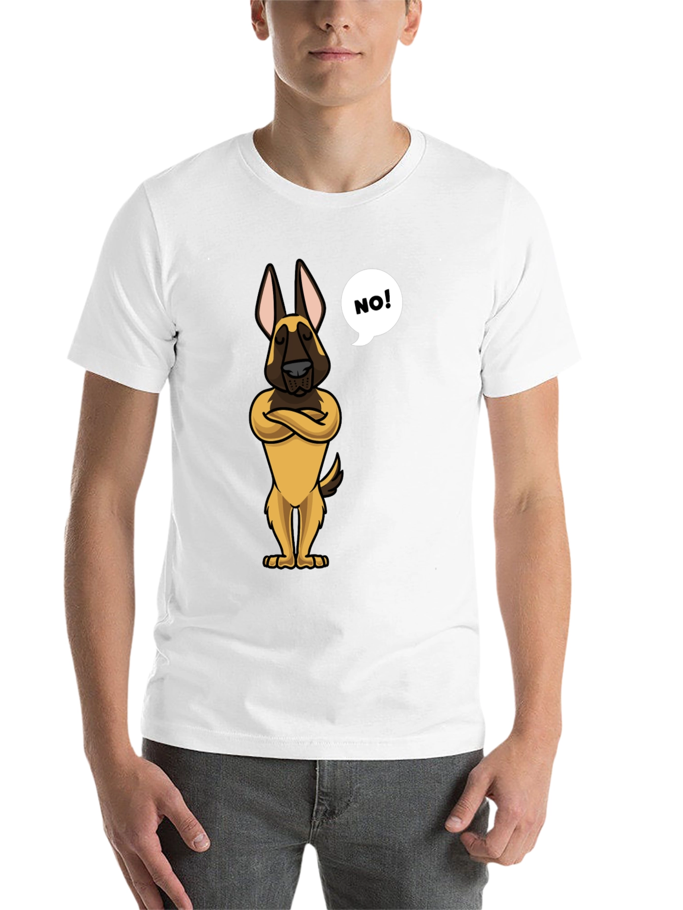 Black Funny Dog Cartoon T-Shirt - "NO!" view 14