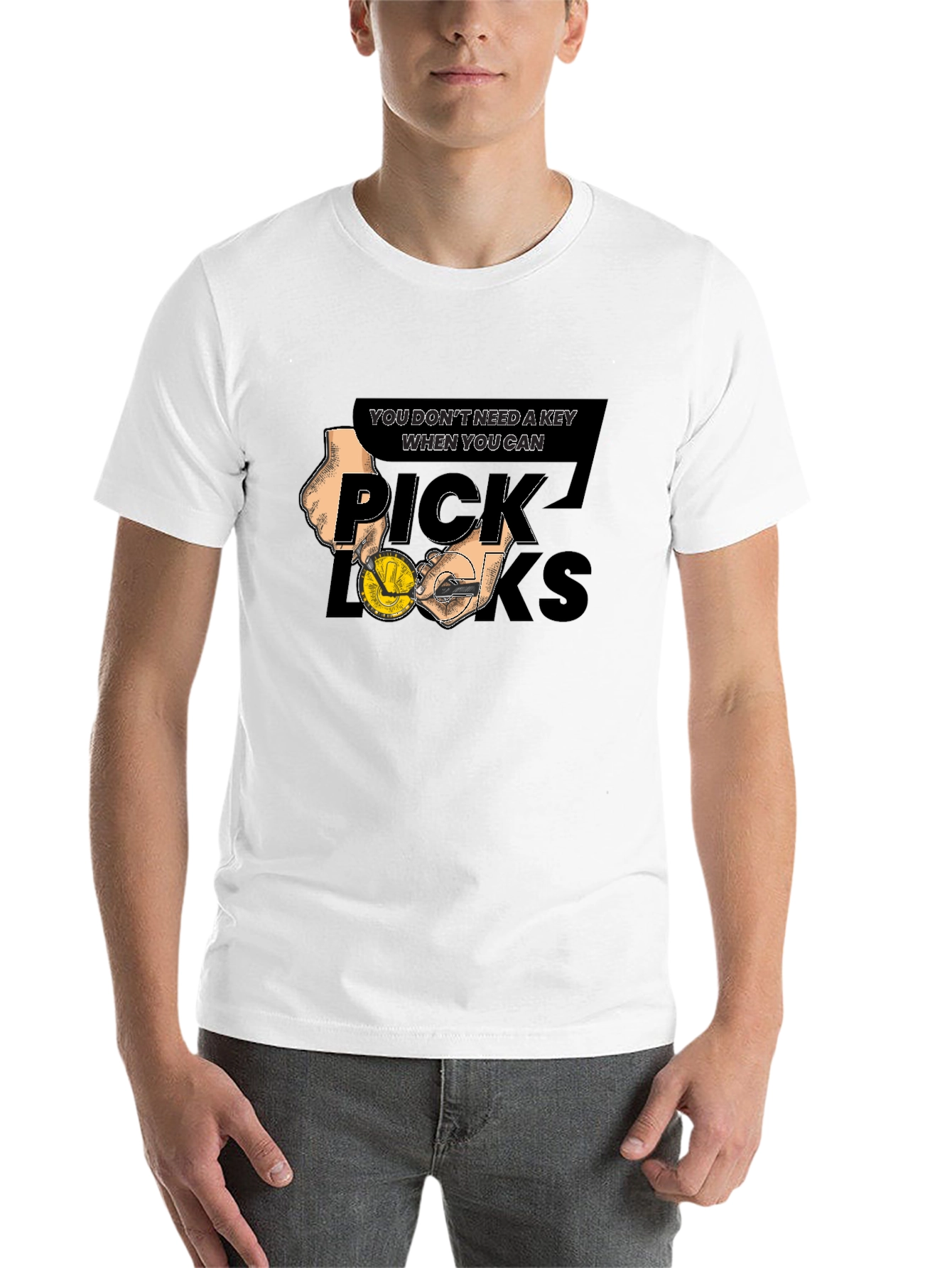 Black Pick Locks Graphic Tee - No Key Needed T-Shirt view 14