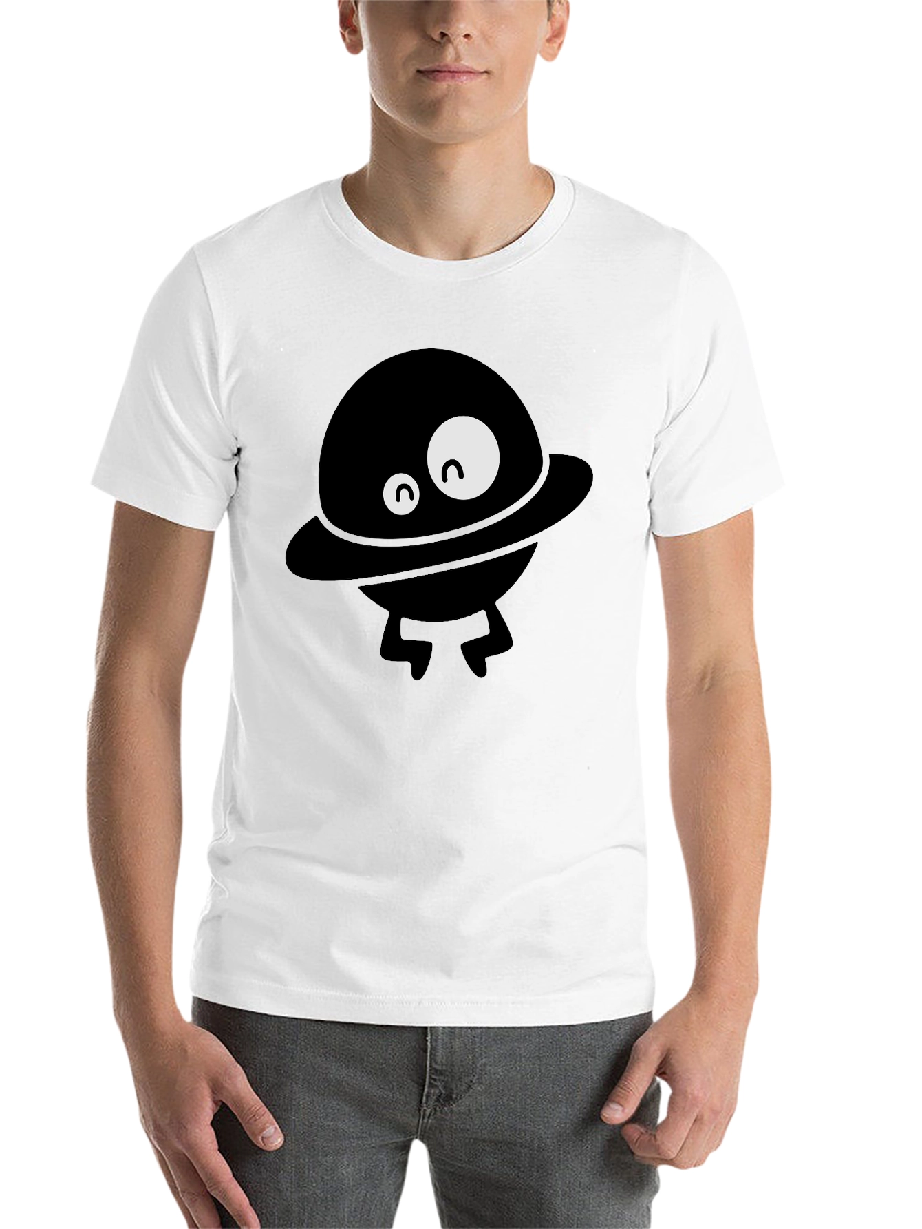 Black Funny Alien UFO Graphic Black T-Shirt view 14