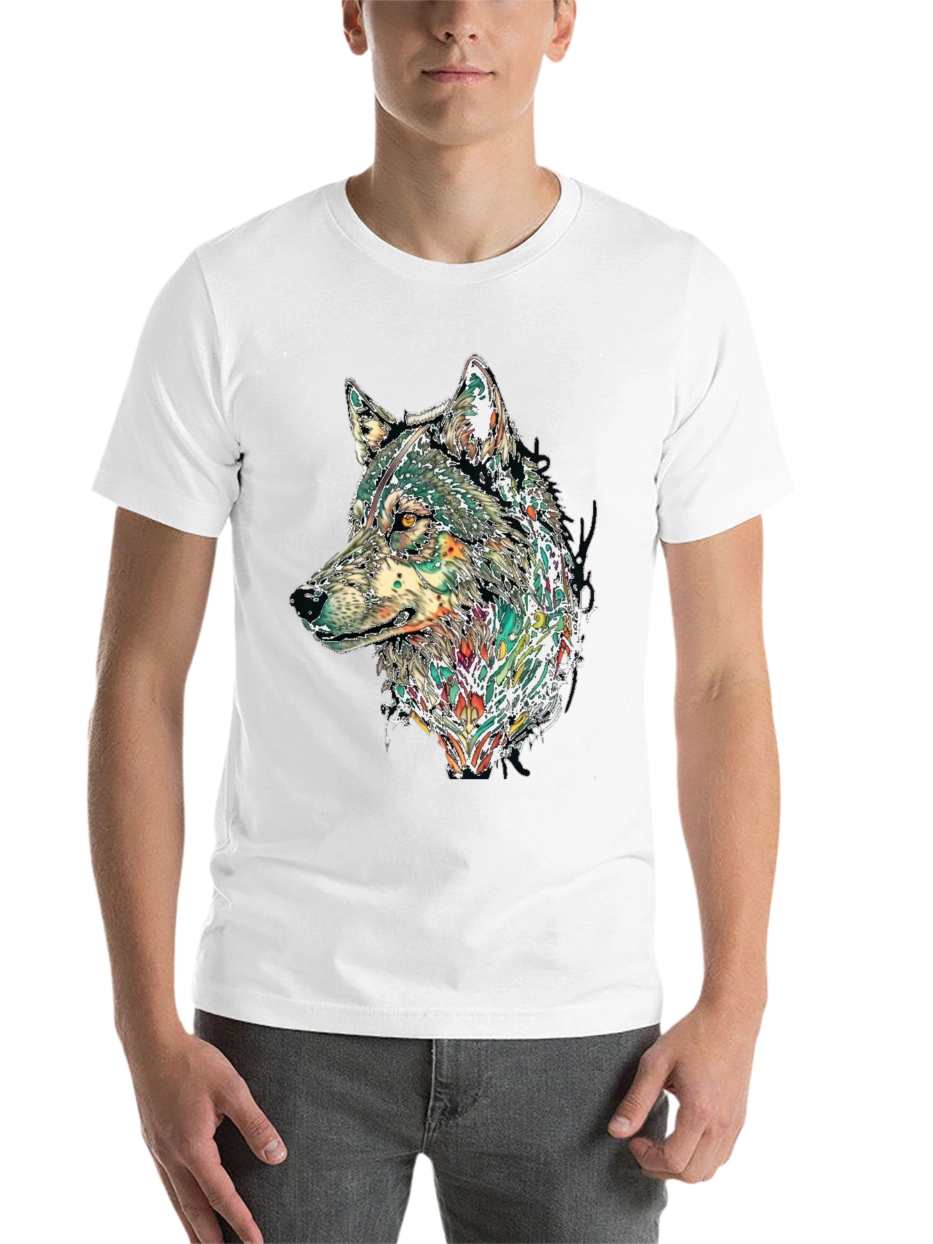 Black Wolf Graphic Print Black T-Shirt view 14