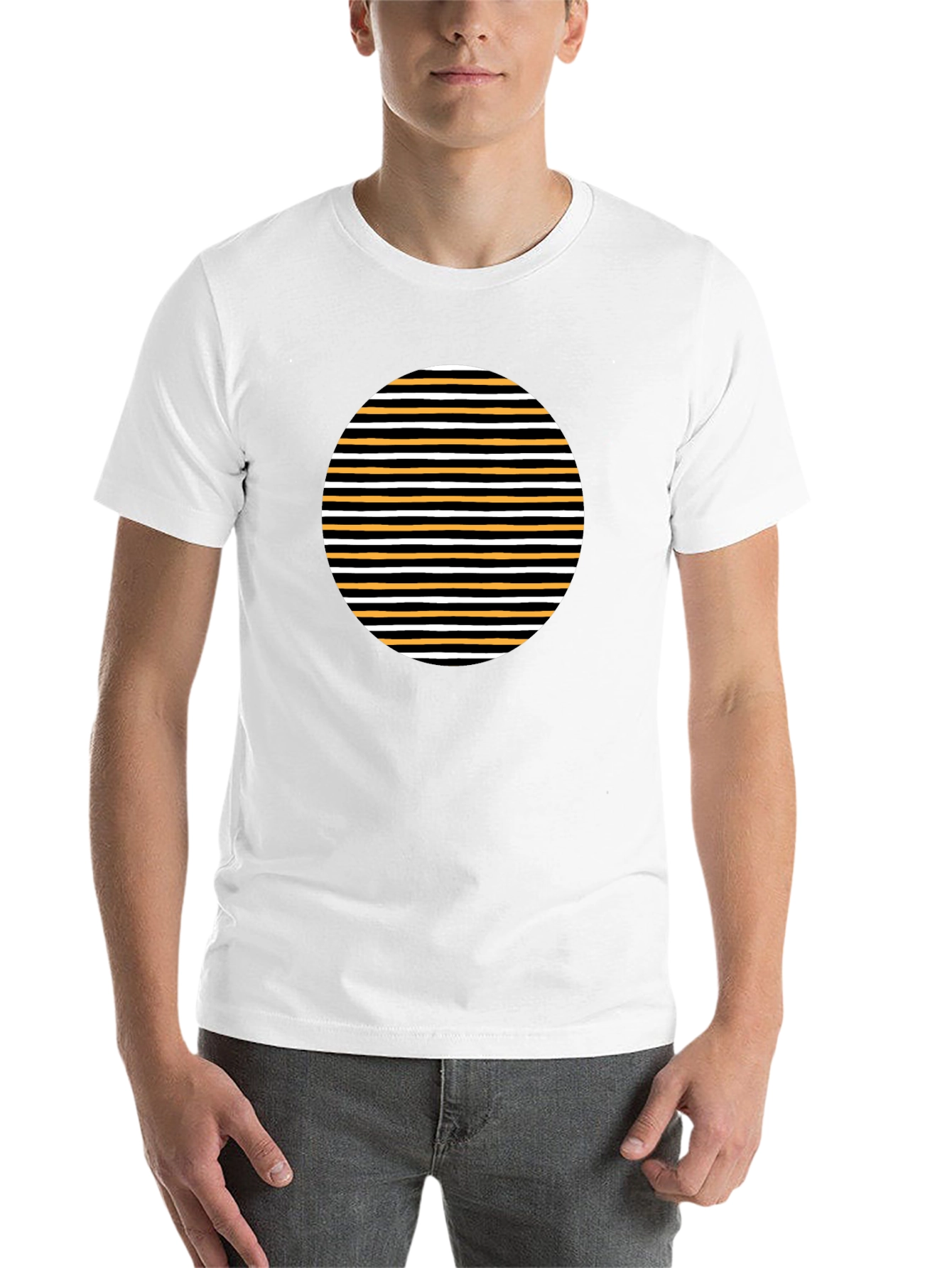 Striped Circle Graphic Tee - Modern Casual - 14