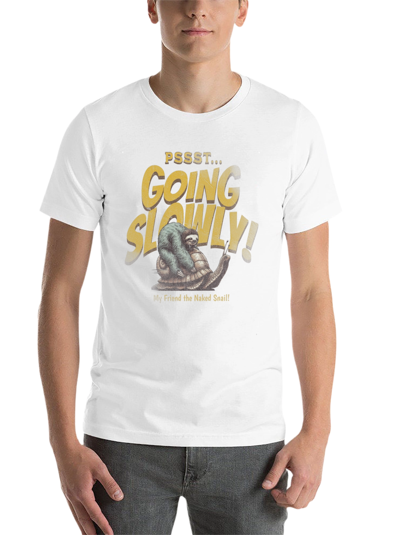 Black Sloth Riding a Snail T-Shirt - Going Slowly! view 14